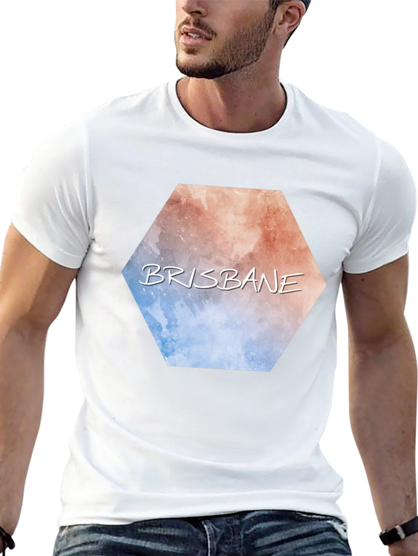 Brisbane Hexagon Graphic Tee - Modern City Pride T-Shirt