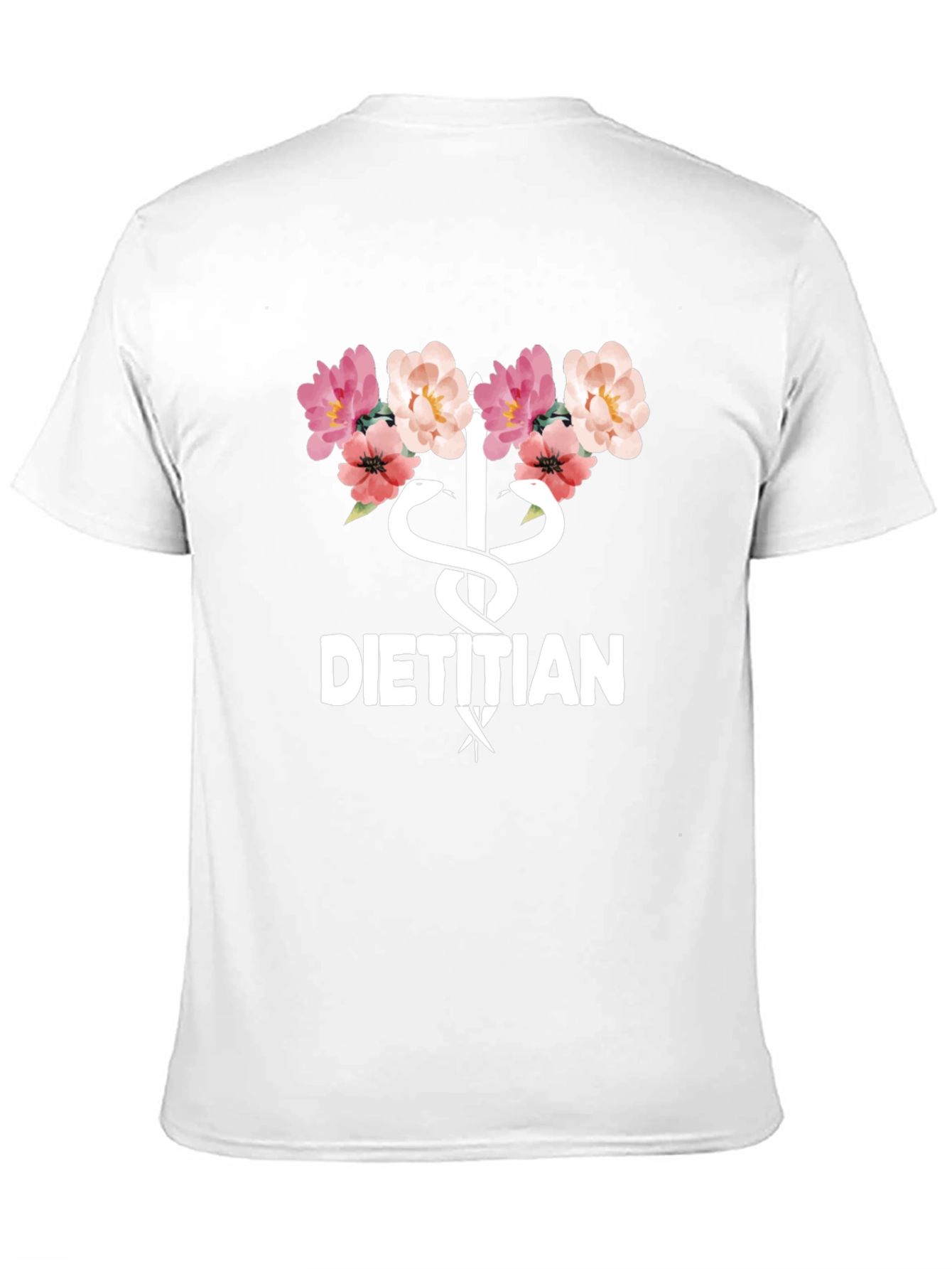 Floral Dietitian T-Shirt - Stylish Medical Professional Apparel