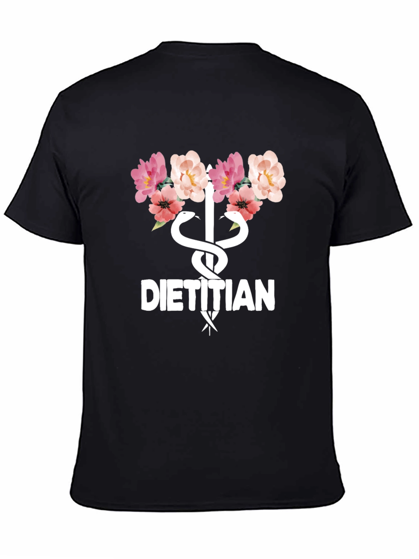 Floral Dietitian T-Shirt - Stylish Medical Professional Apparel