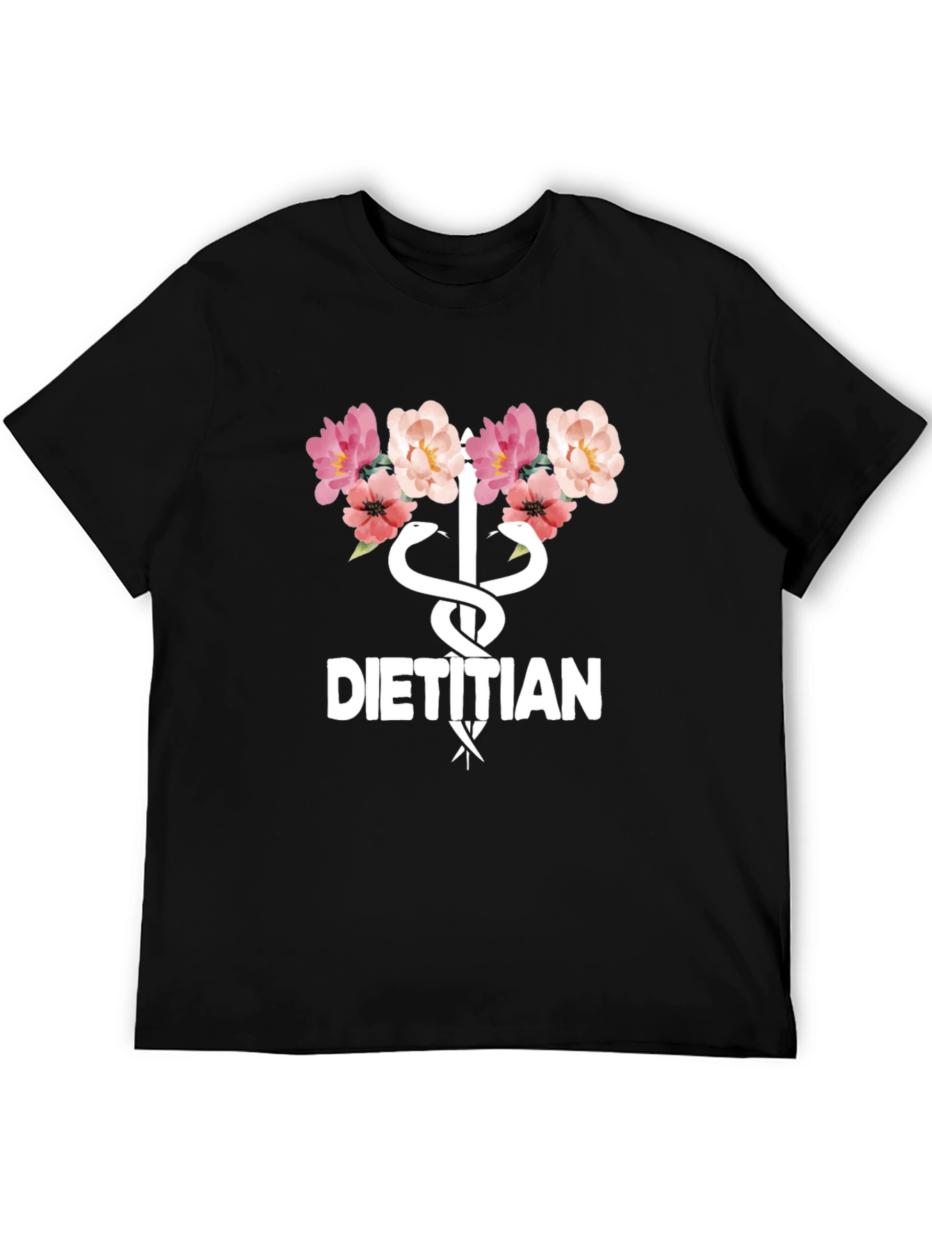 Floral Dietitian T-Shirt - Stylish Medical Professional Apparel
