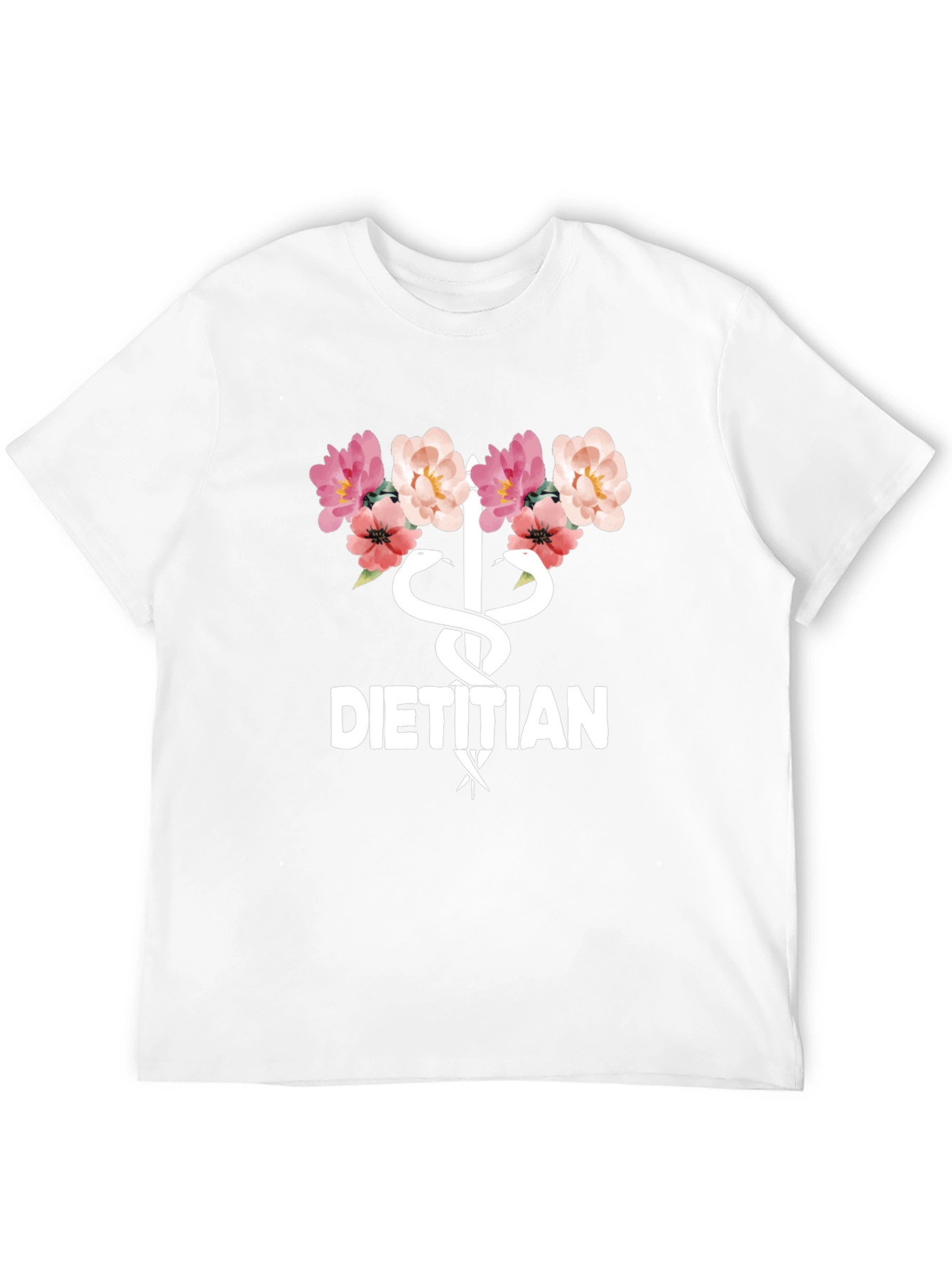 Floral Dietitian T-Shirt - Stylish Medical Professional Apparel