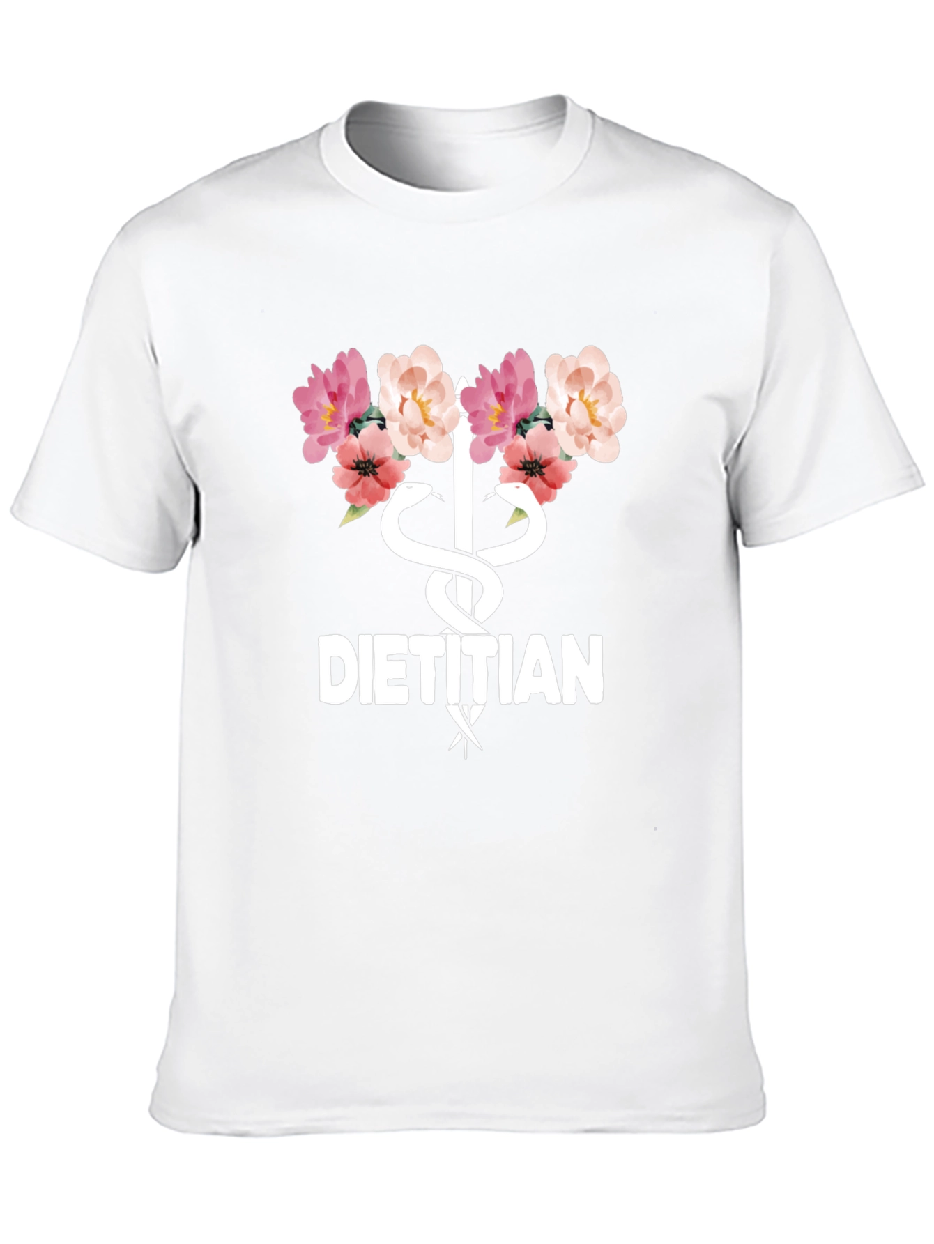 Floral Dietitian T-Shirt - Stylish Medical Professional Apparel