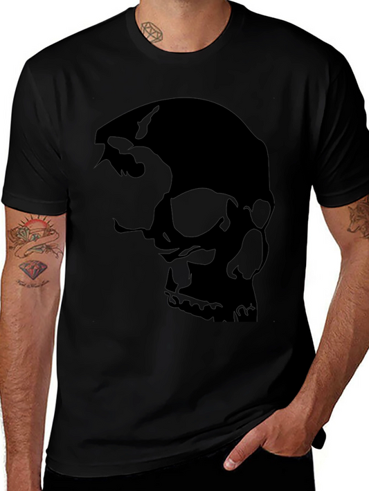Edgy Skull Graphic Tee - Black