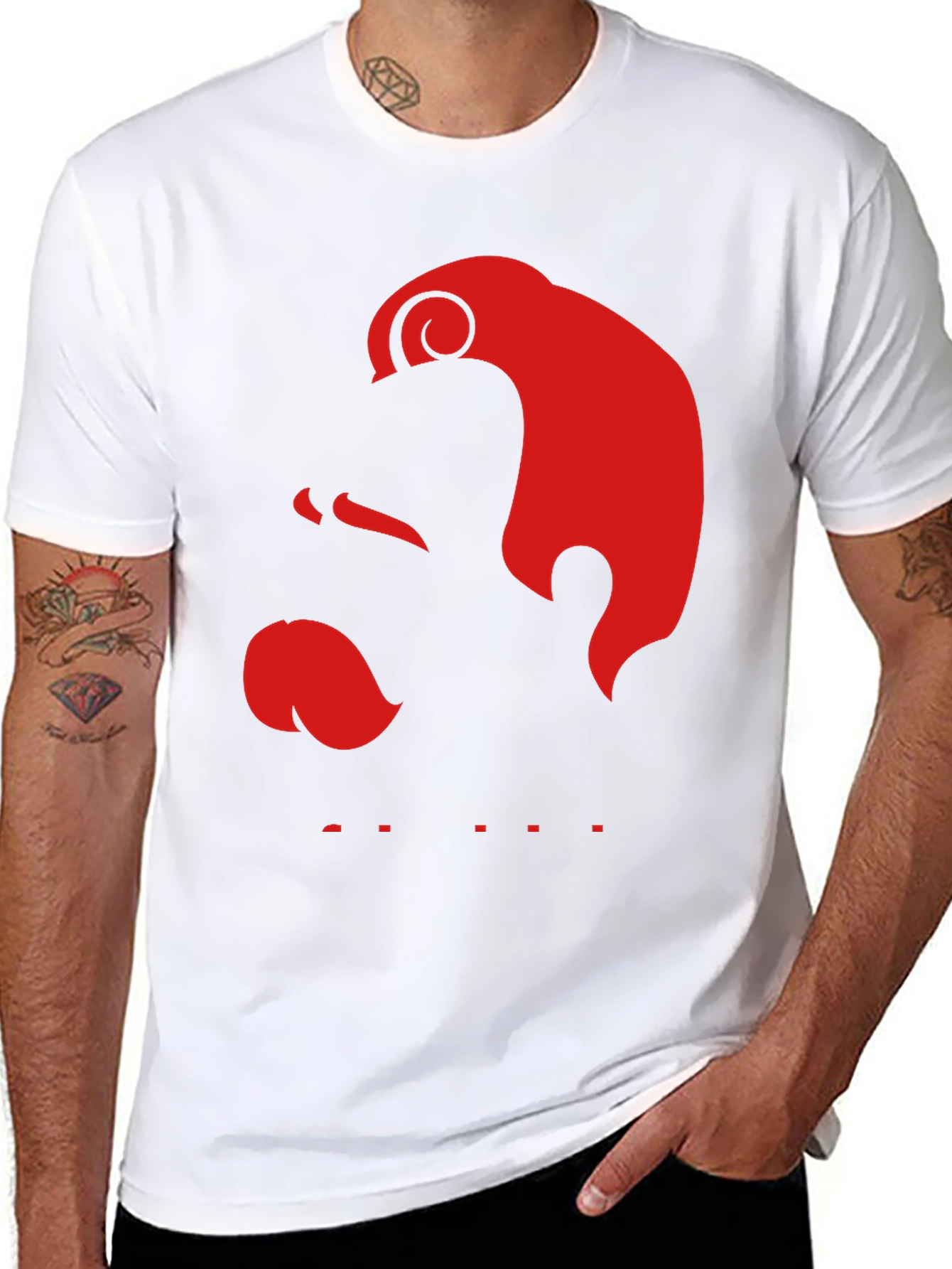 Red Silhouette Graphic Black T-Shirt