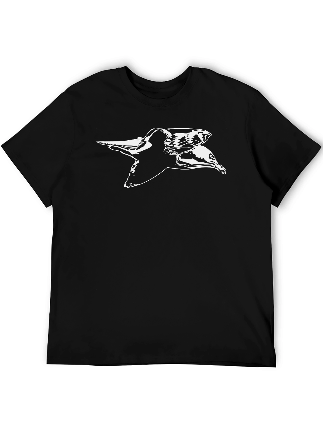 Black T-Shirt with Seagull Graphic