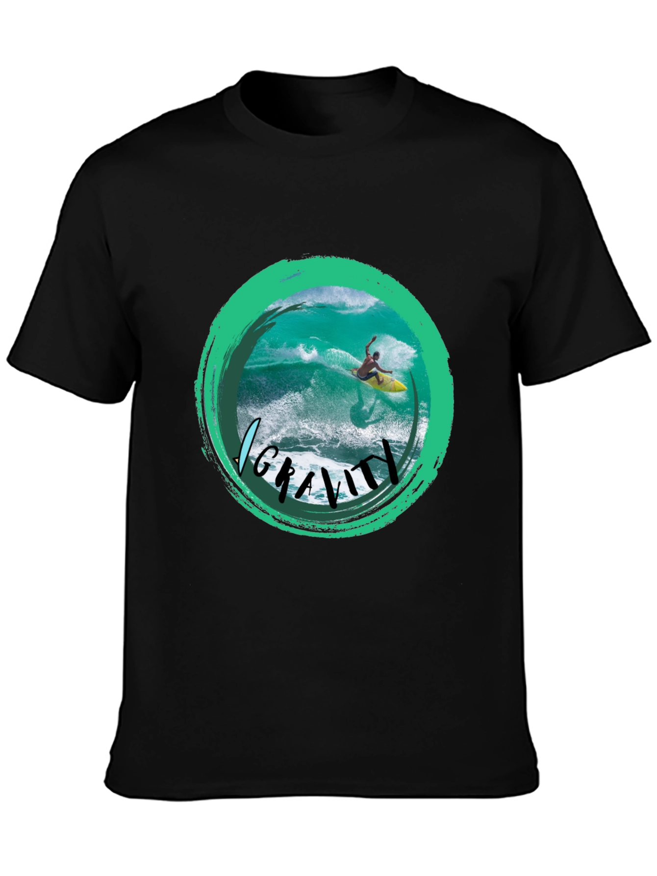 Surfer Graphic T-Shirt - No Gravity Black Tee