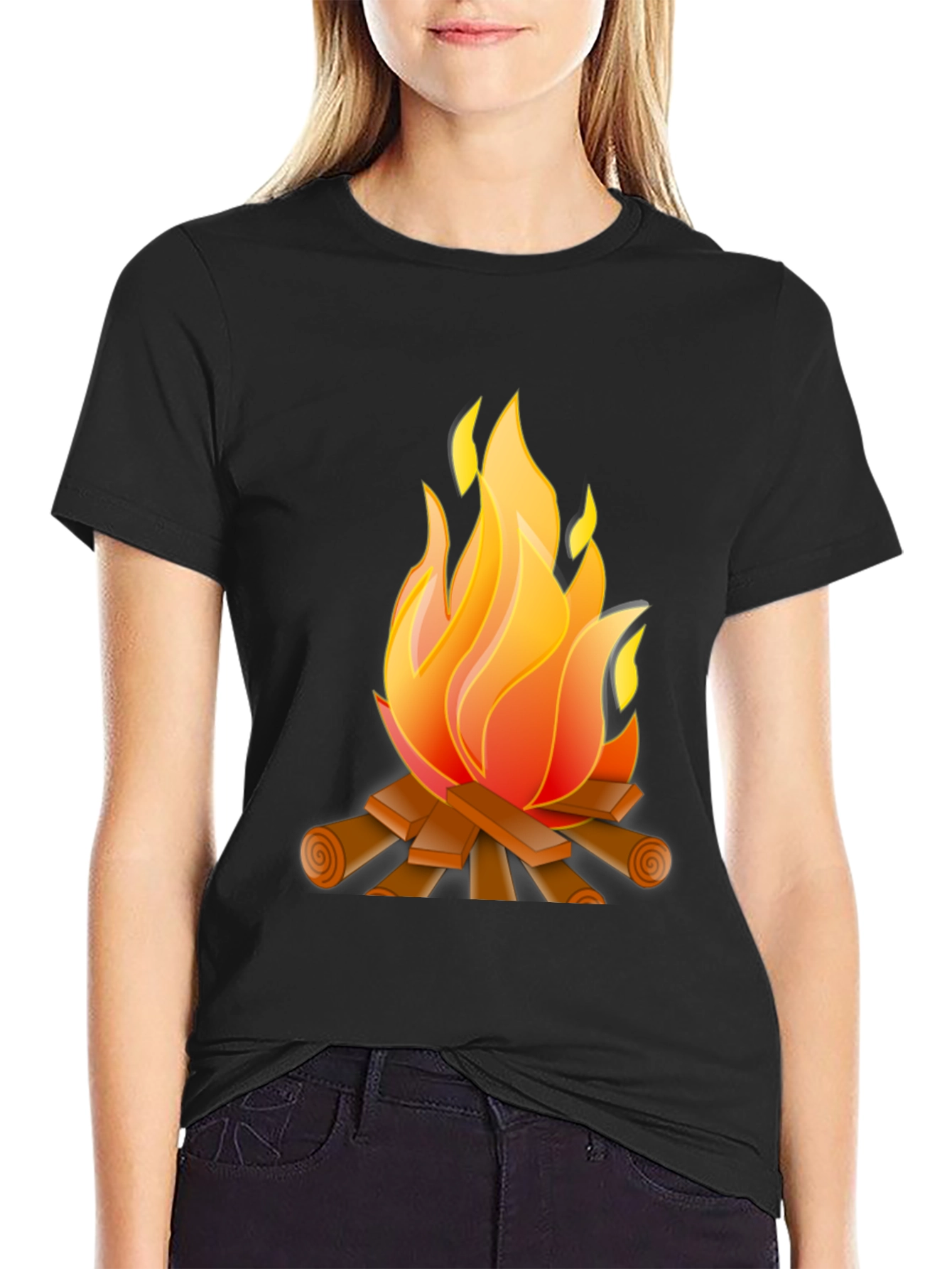 Campfire Graphic Tee - Black Cotton Blend