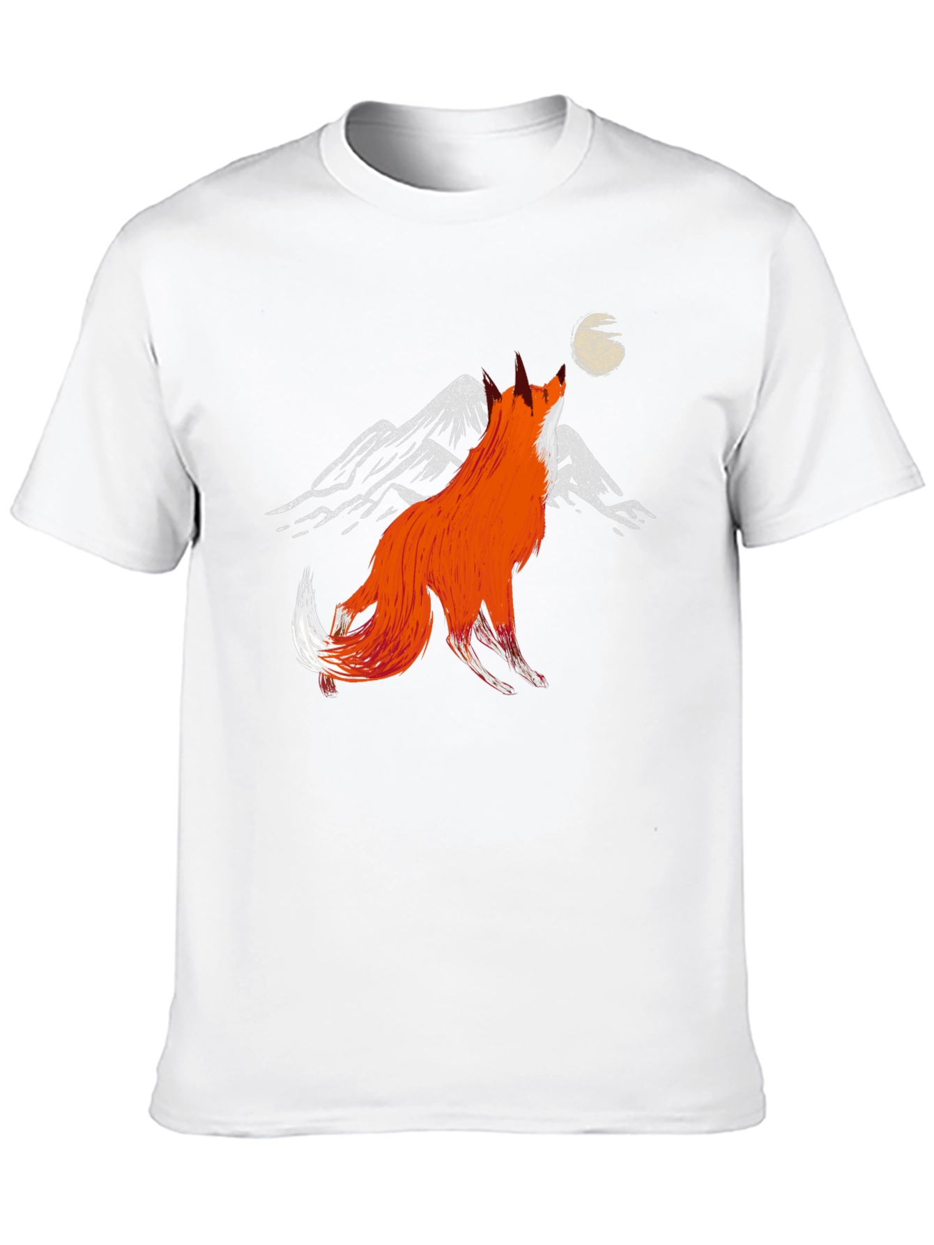 Fox Howling at Moon Graphic Tee - Black