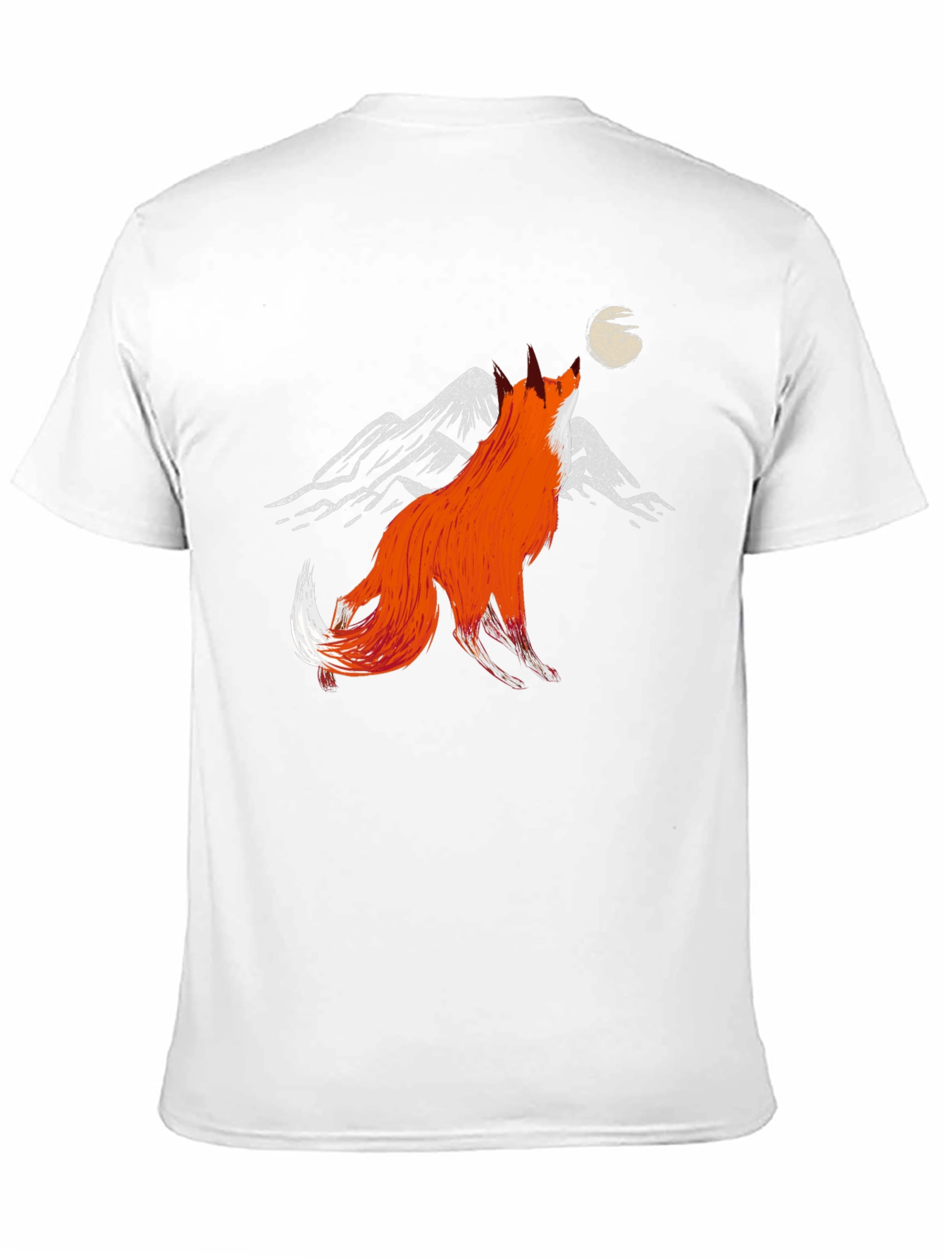 Fox Howling at Moon Graphic Tee - Black