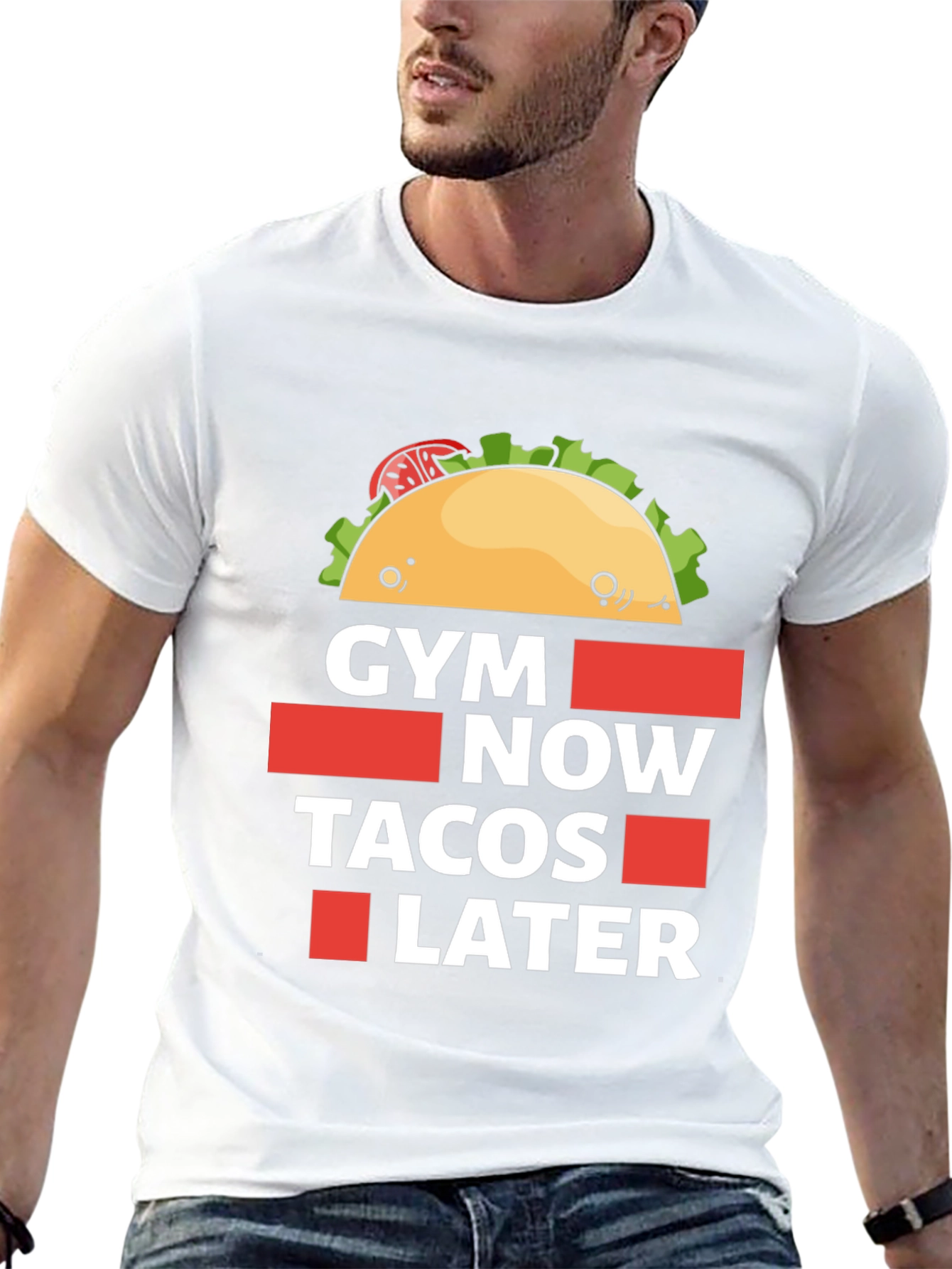 Funny Gym Now Tacos Later Graphic T-Shirt