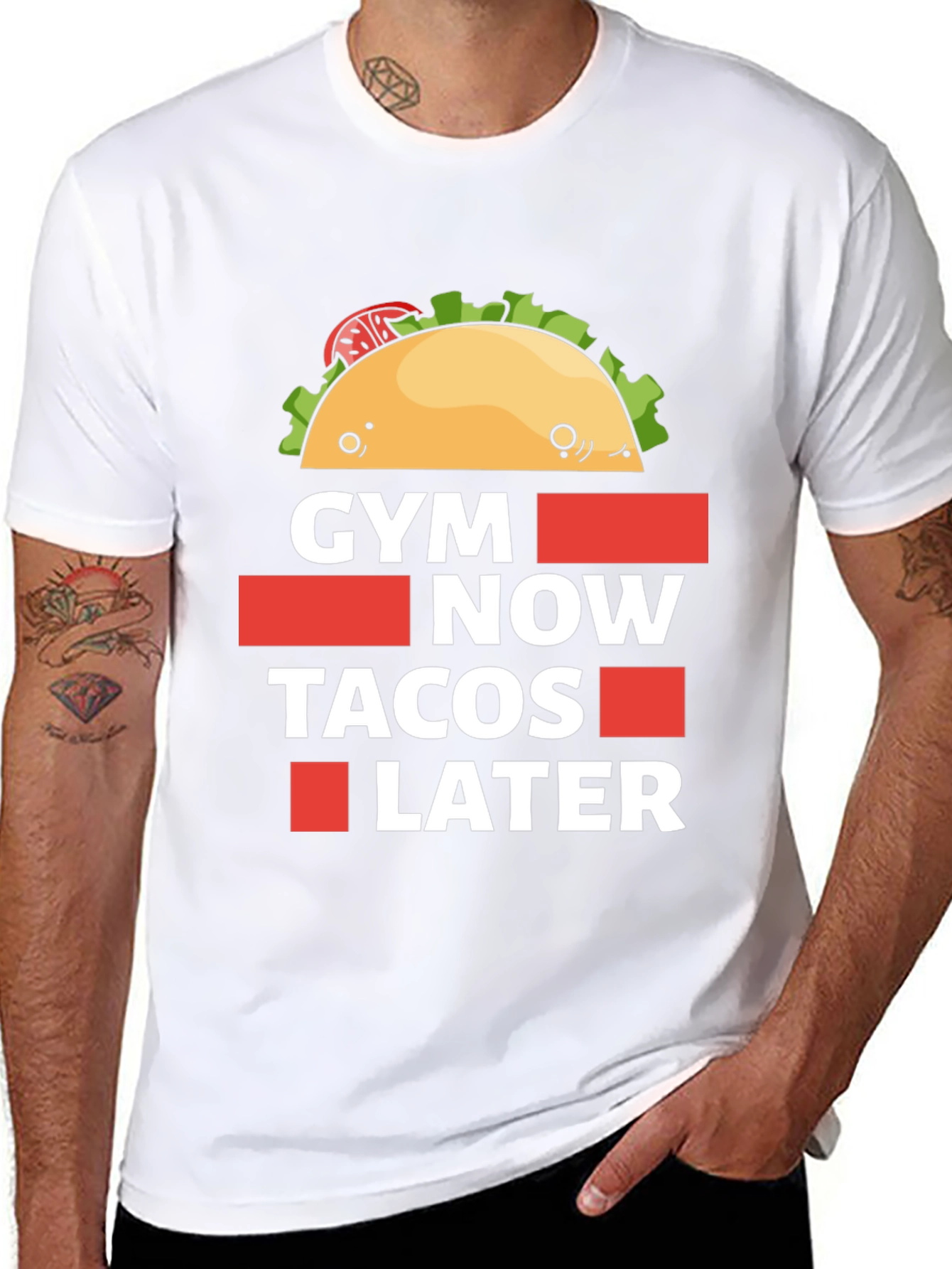 Funny Gym Now Tacos Later Graphic T-Shirt