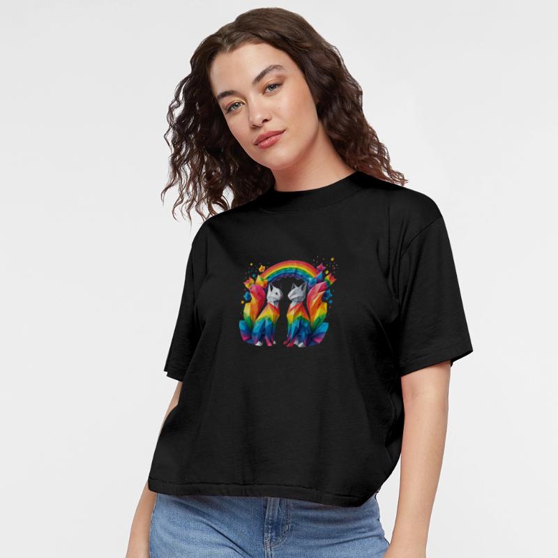Feline friendship under the rainbow