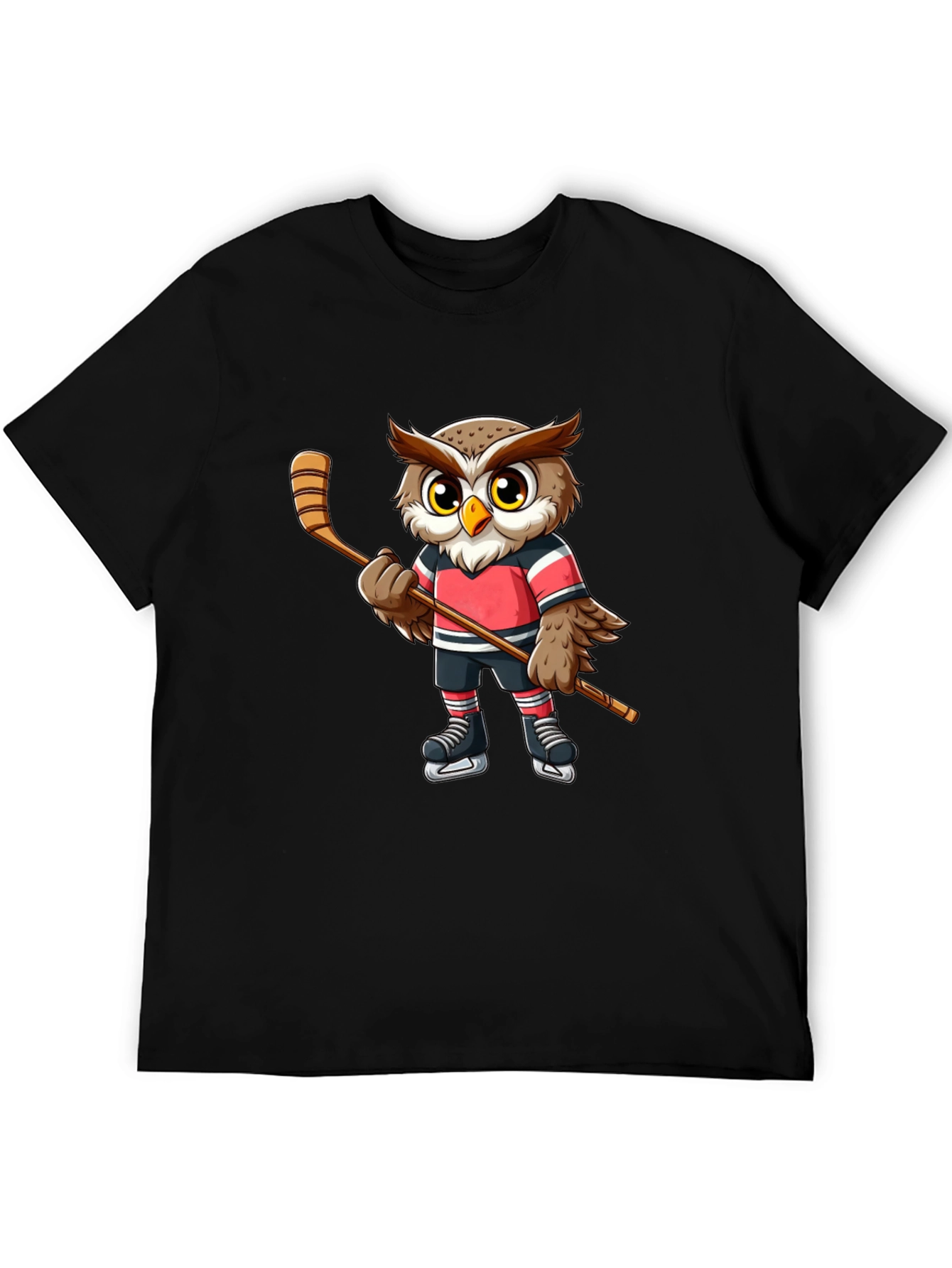 Hockey Owl Graphic Tee - Cool Bird Lovers T-Shirt