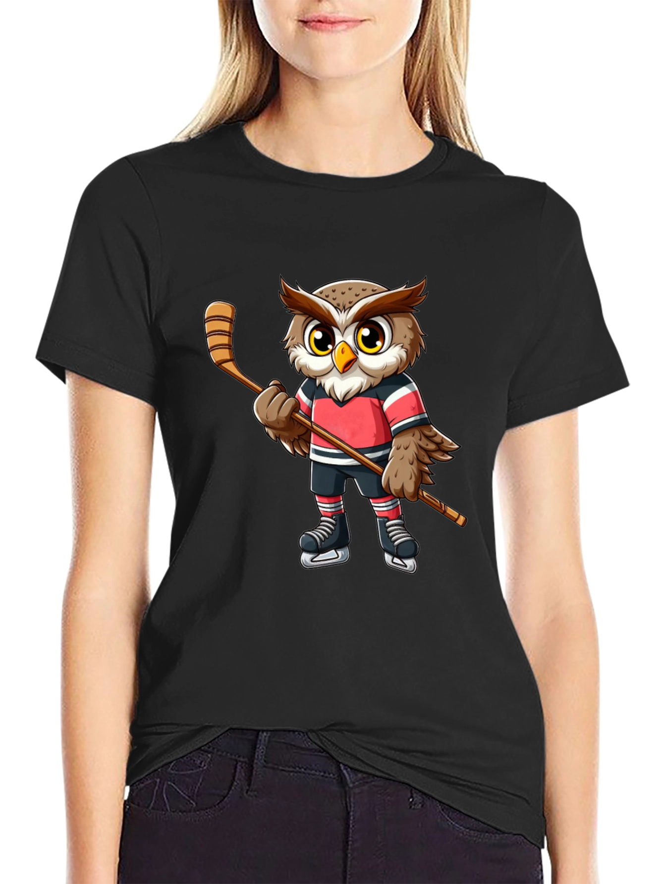 Hockey Owl Graphic Tee - Cool Bird Lovers T-Shirt