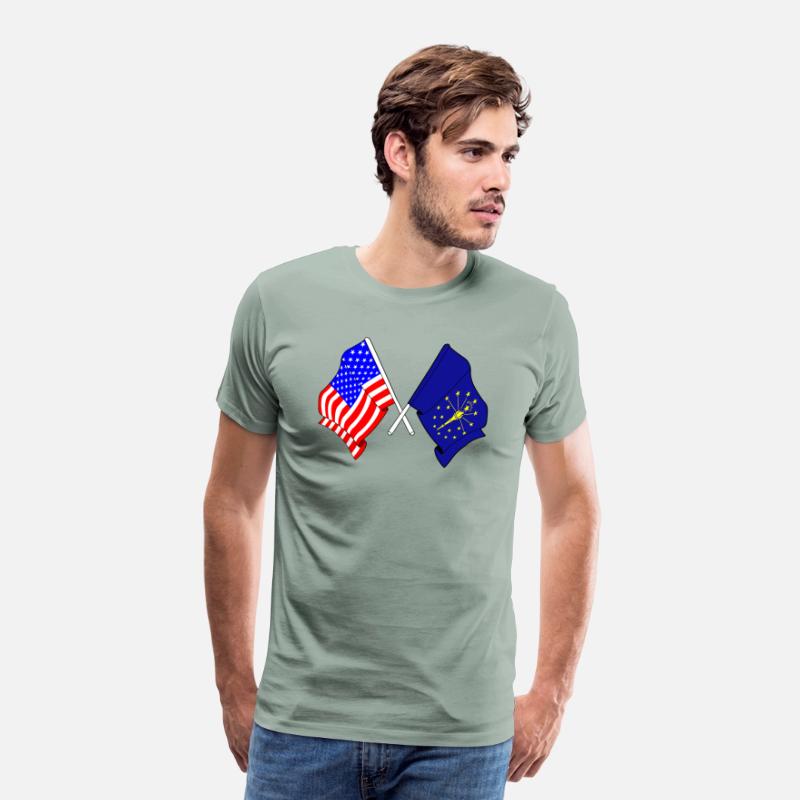 Flag USA and state Indiana crossed