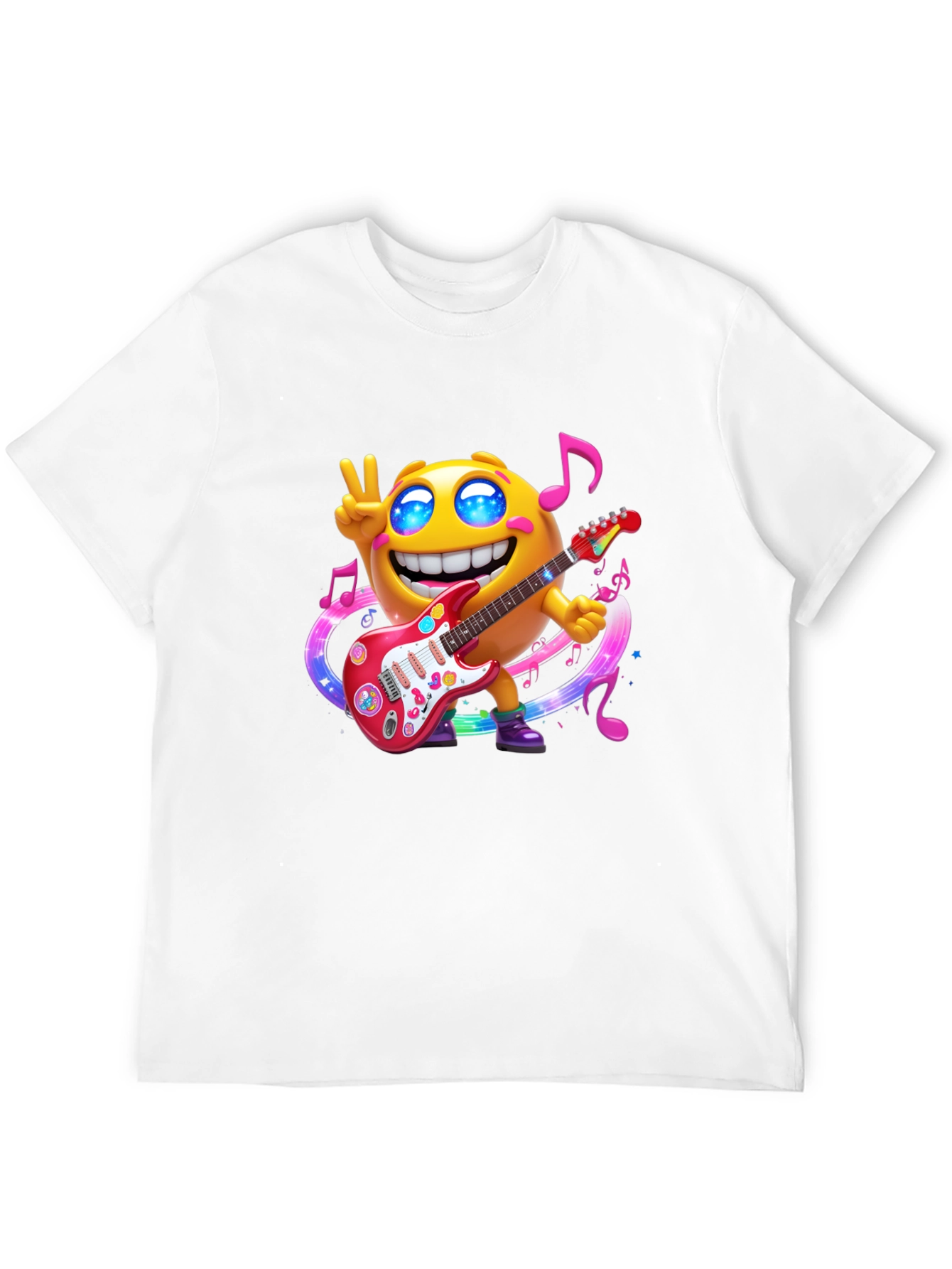 Cool Emoji Guitar Player Black T-Shirt