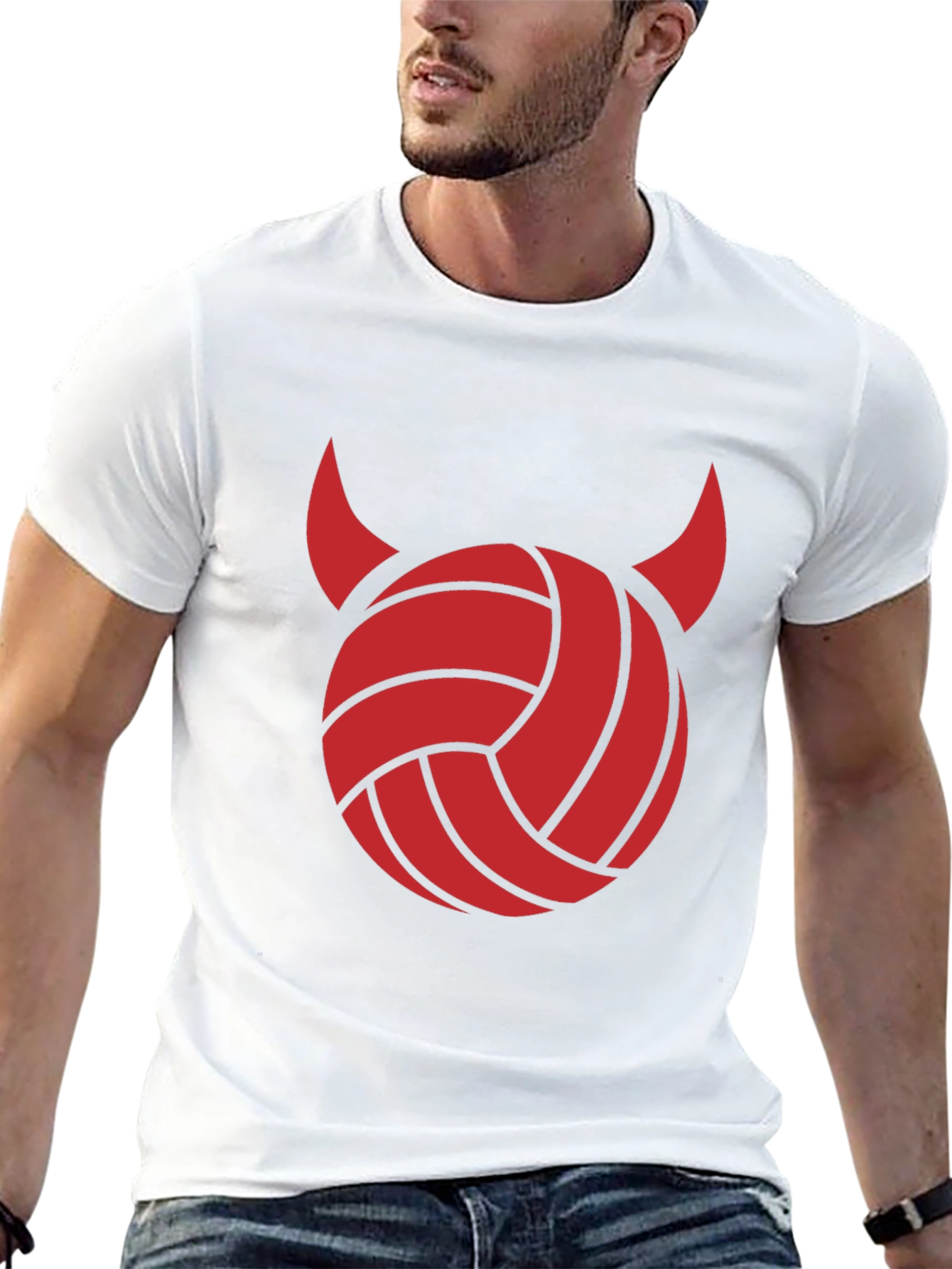 Devil Volleyball Graphic Tee - Black Cotton Shirt