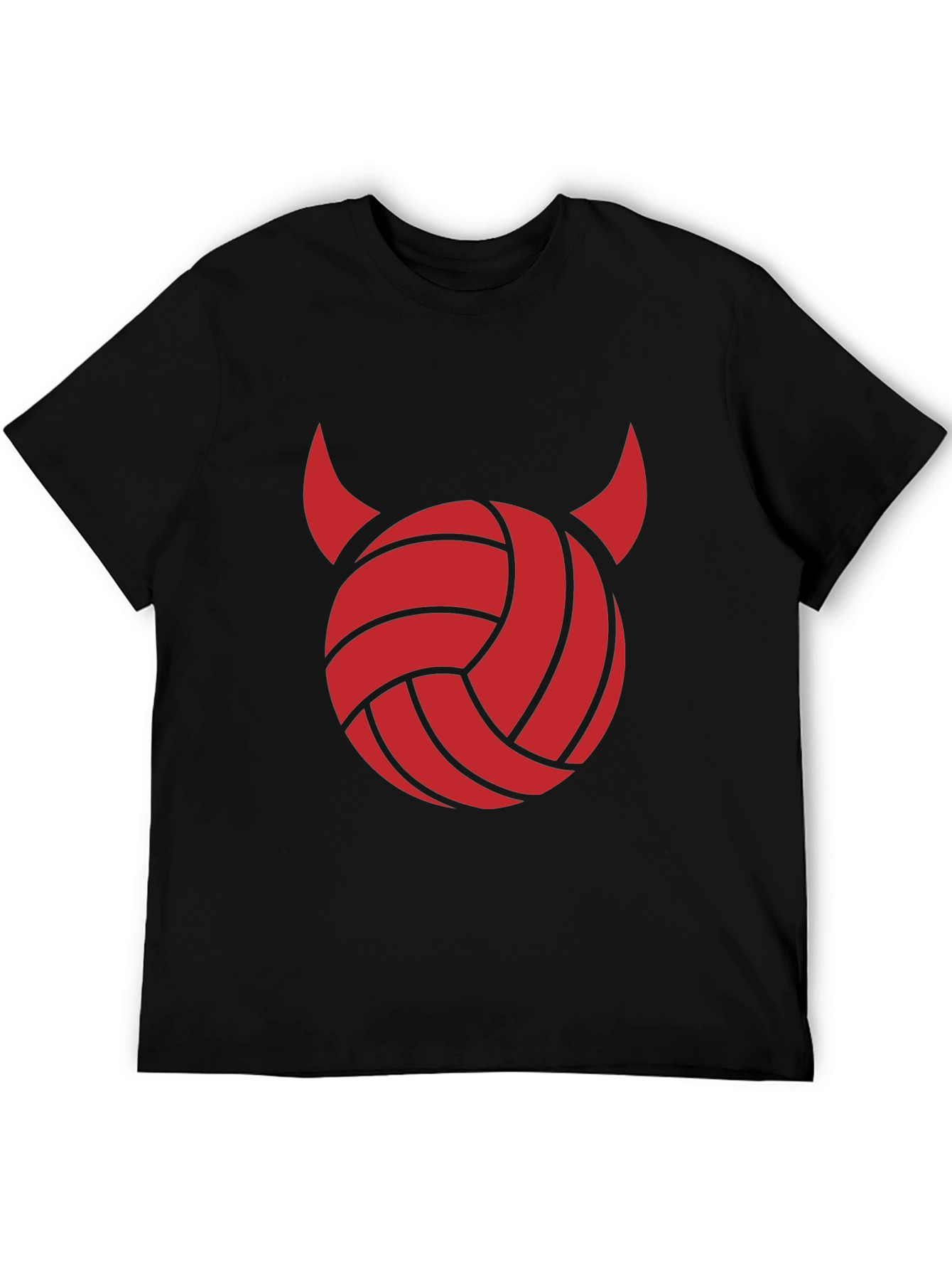 Devil Volleyball Graphic Tee - Black Cotton Shirt