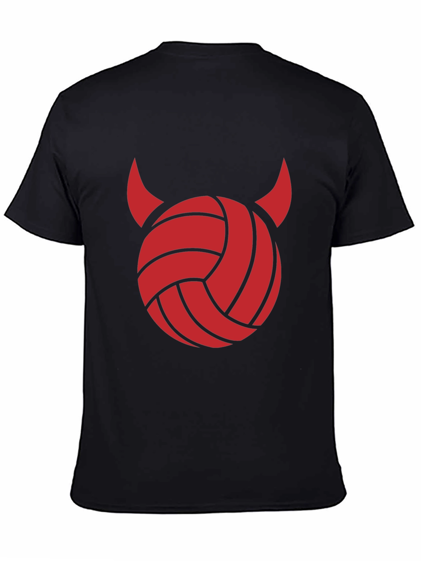 Devil Volleyball Graphic Tee - Black Cotton Shirt