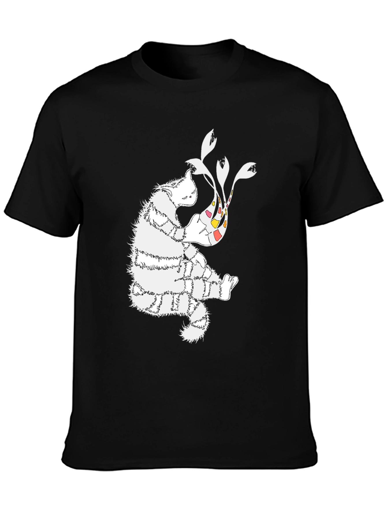 Abstract Cat Graphic Tee - Stylish Cotton Comfort