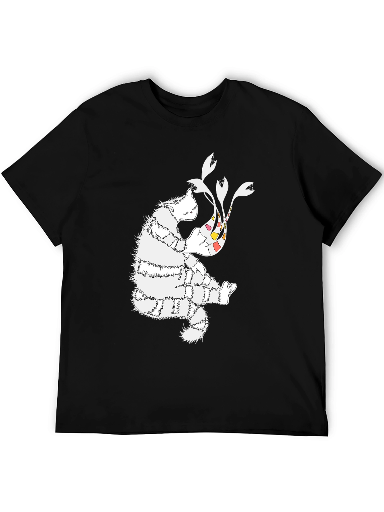 Abstract Cat Graphic Tee - Stylish Cotton Comfort