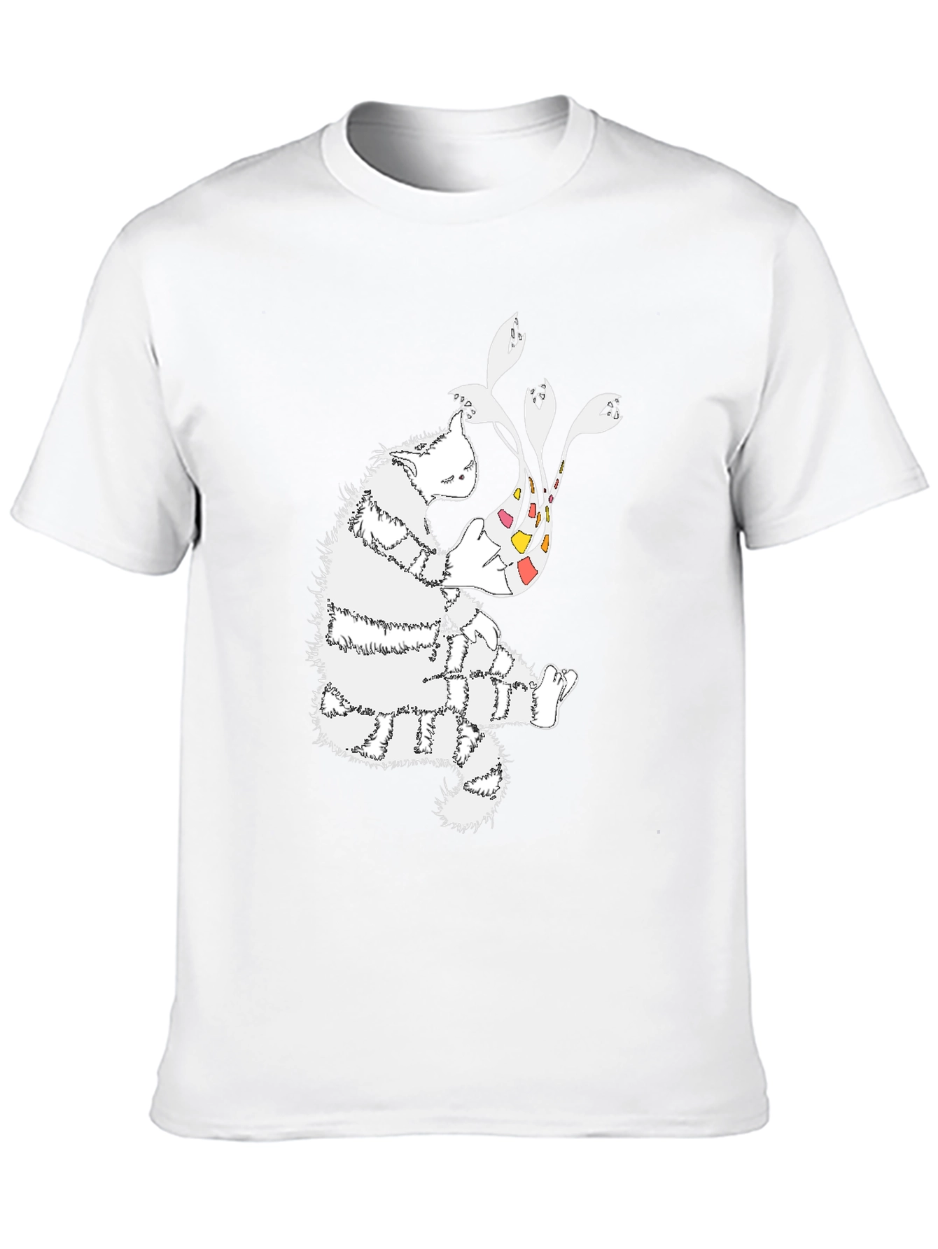 Abstract Cat Graphic Tee - Stylish Cotton Comfort