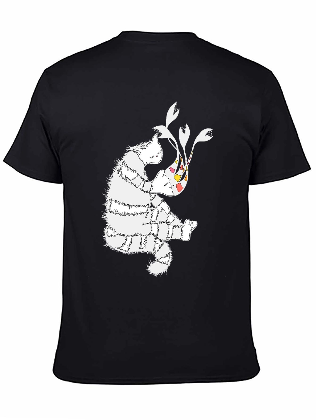 Abstract Cat Graphic Tee - Stylish Cotton Comfort