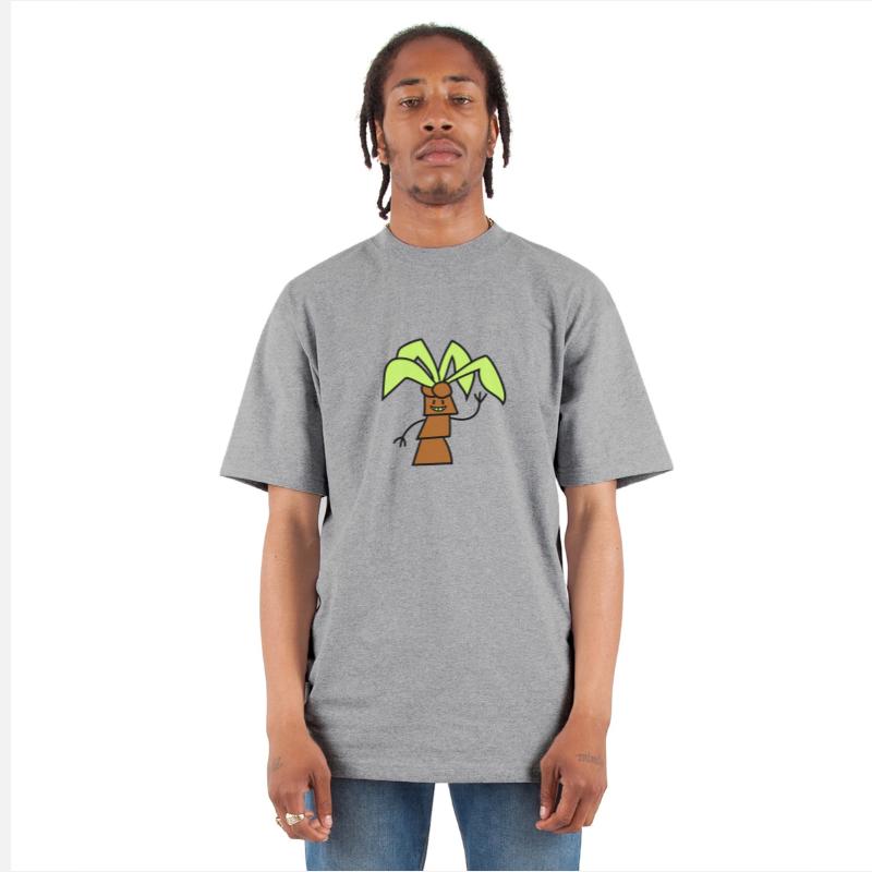 Funny Cute Palm Tree Hand Waving Happy Face Comic