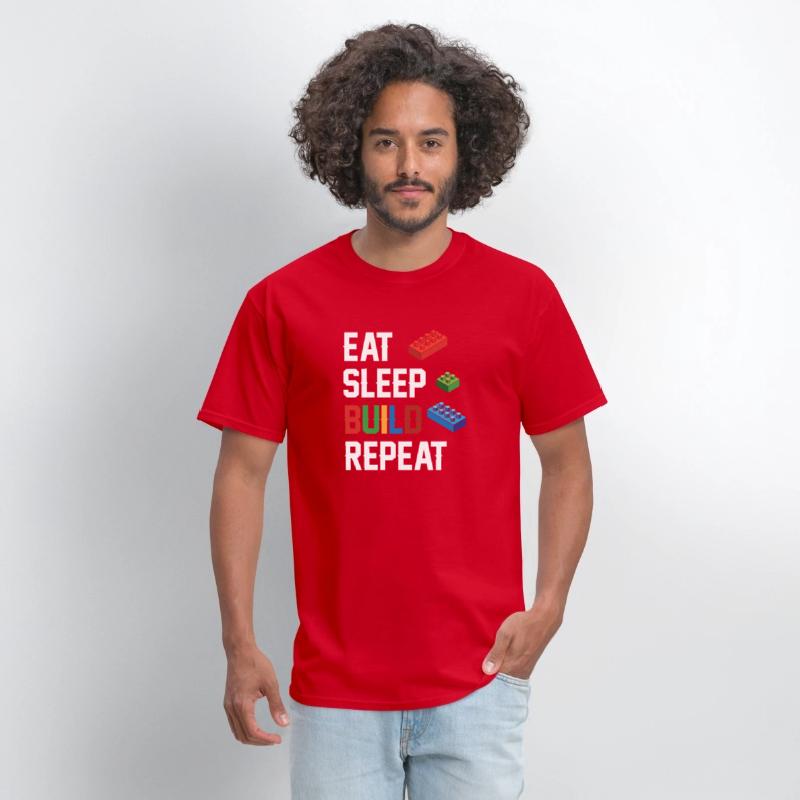 Funny Eat Sleep Build Repeat Building Blocks Men