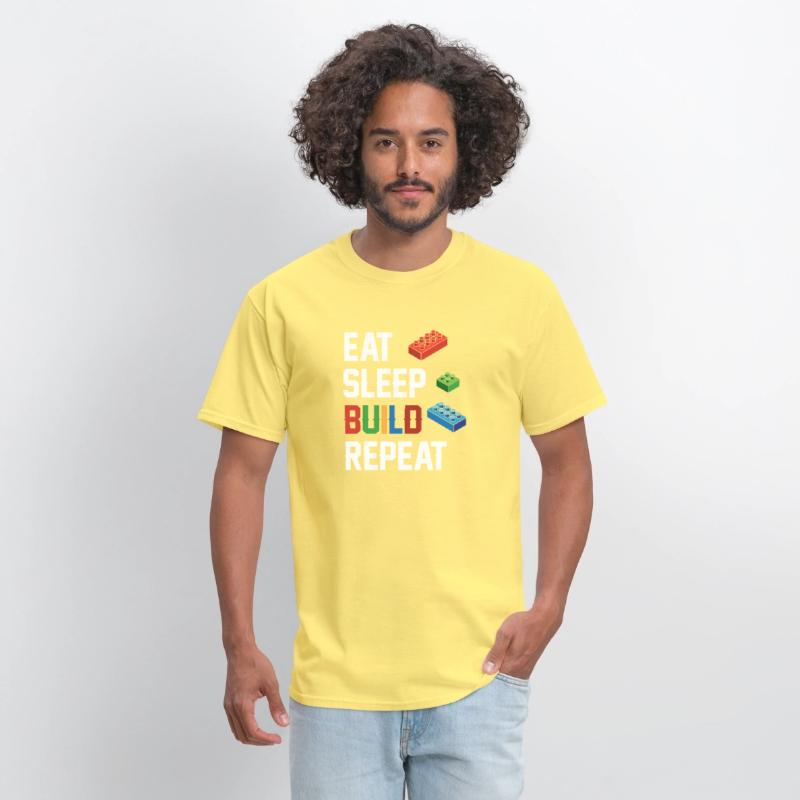 Funny Eat Sleep Build Repeat Building Blocks Men