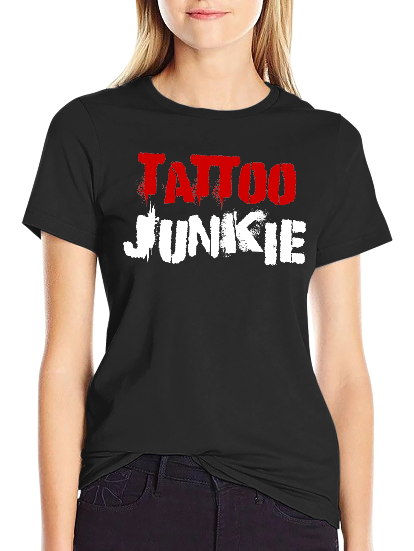 Tattoo Junkie Black Graphic Tee Shirt