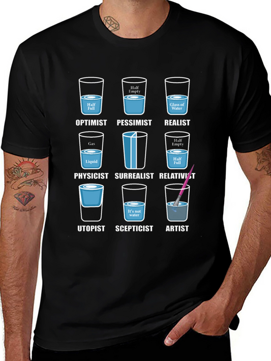 Optimist Pessimist Realist Funny Graphic Tee