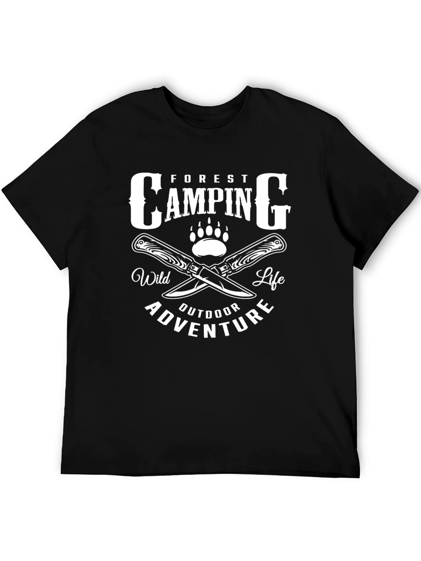 Camping Adventure Graphic T-Shirt - Black