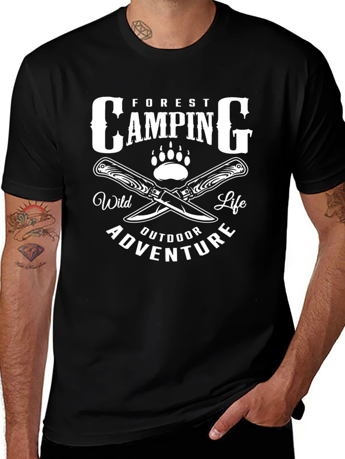 Camping Adventure Graphic T-Shirt - Black
