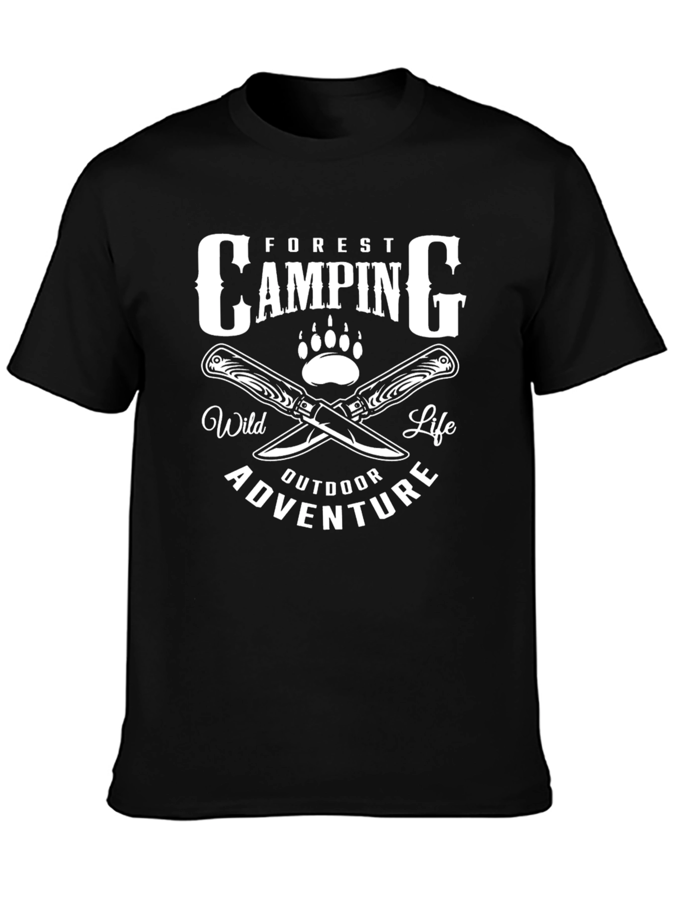 Camping Adventure Graphic T-Shirt - Black
