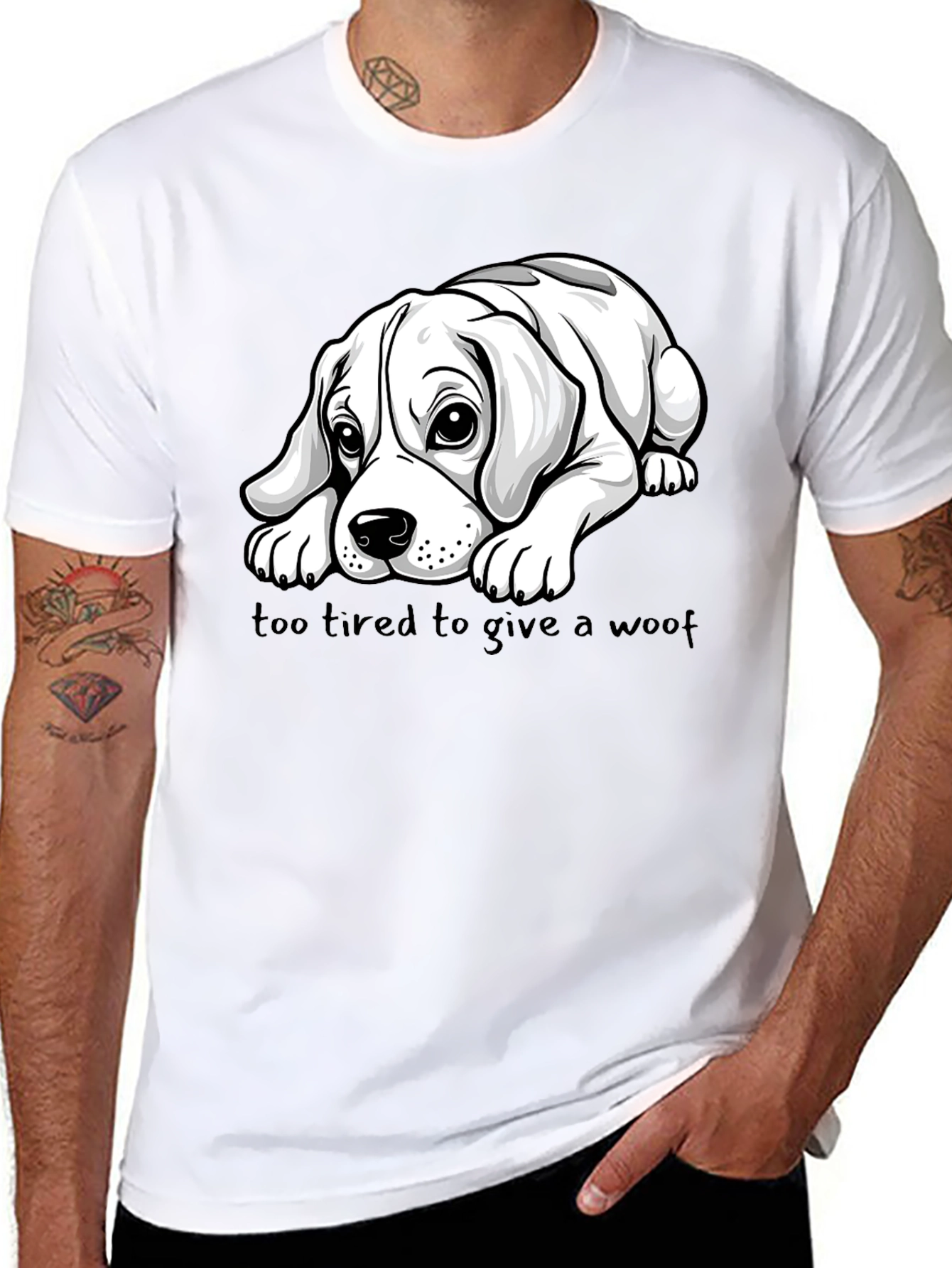 Tired Dog Graphic Tee - Unisex Black Shirt