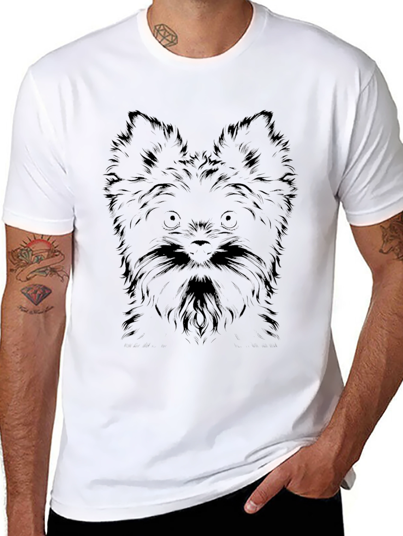 Dog Face Graphic Black T-Shirt