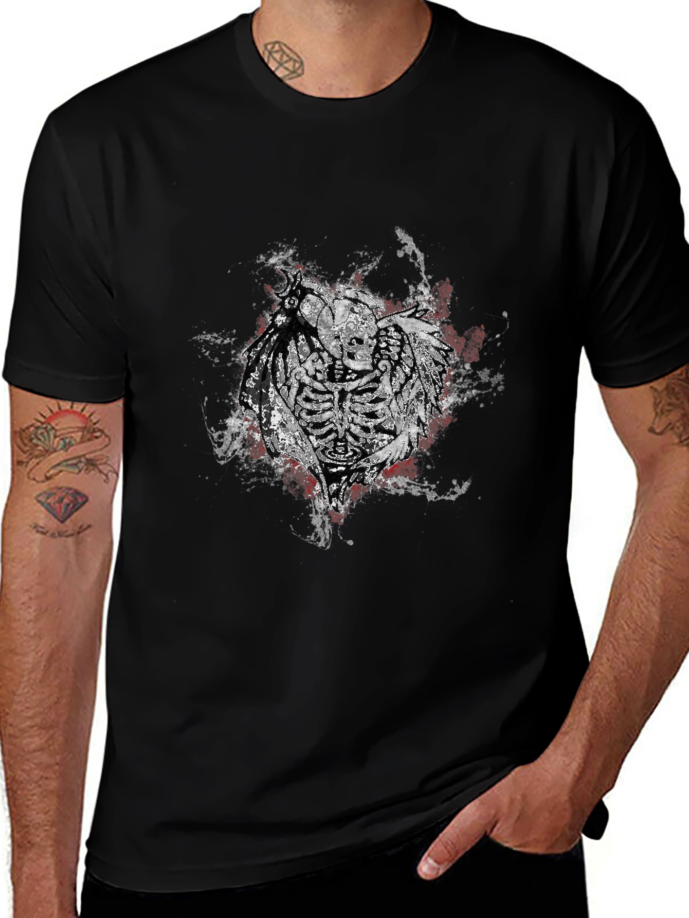 Skeleton Warrior Graphic Tee - Black