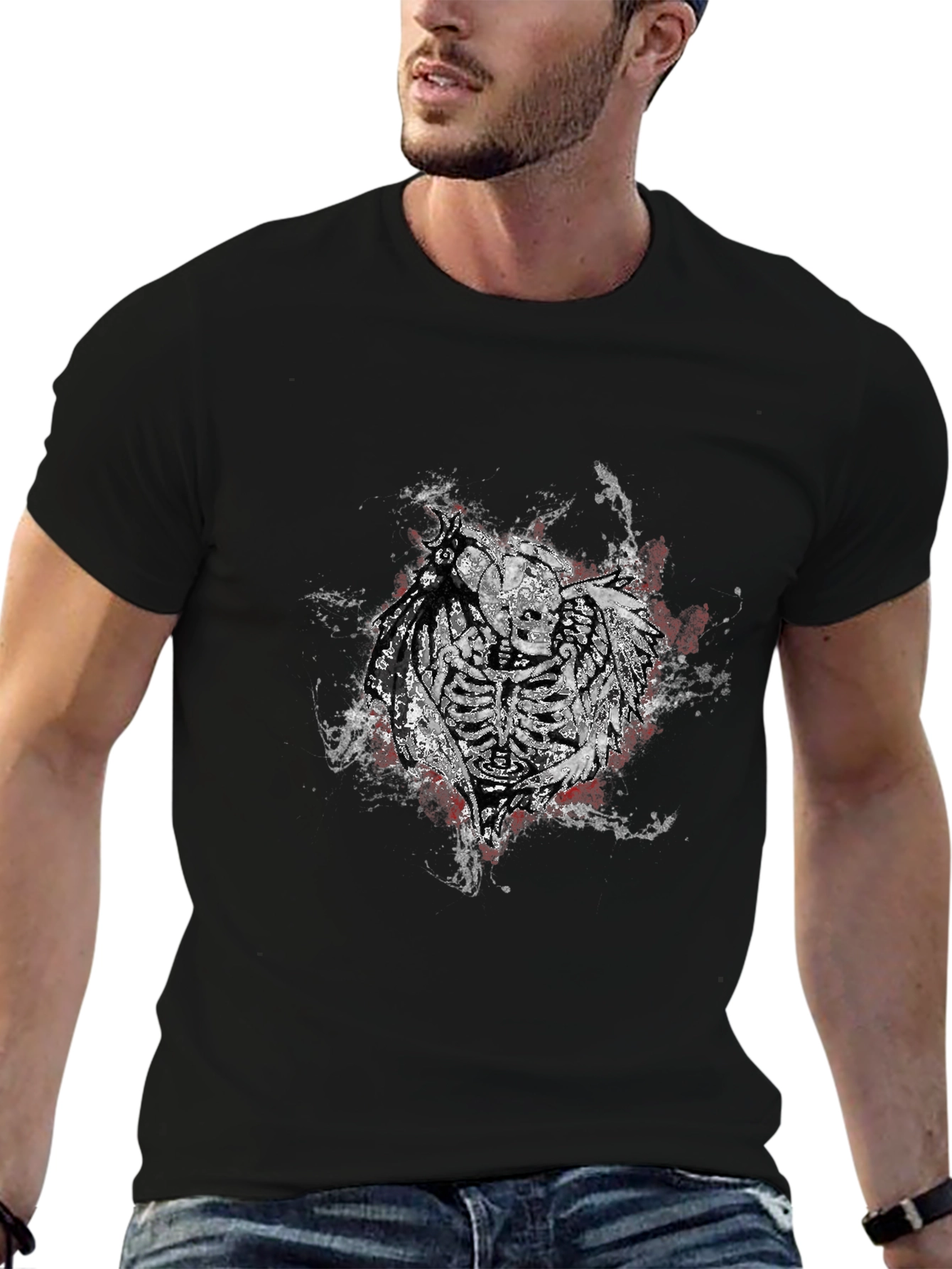 Skeleton Warrior Graphic Tee - Black
