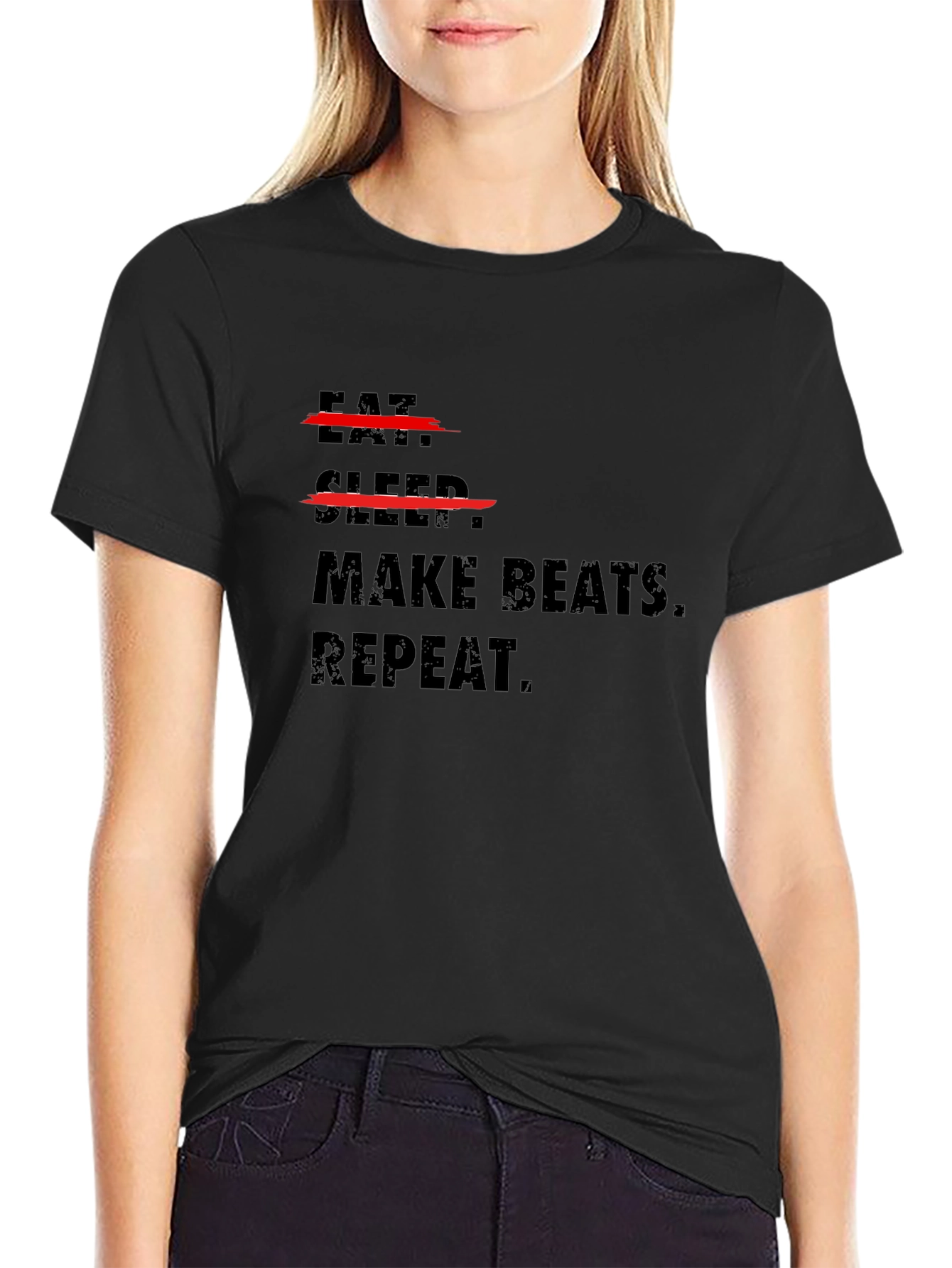 Eat Sleep Make Beats Repeat Black T-Shirt