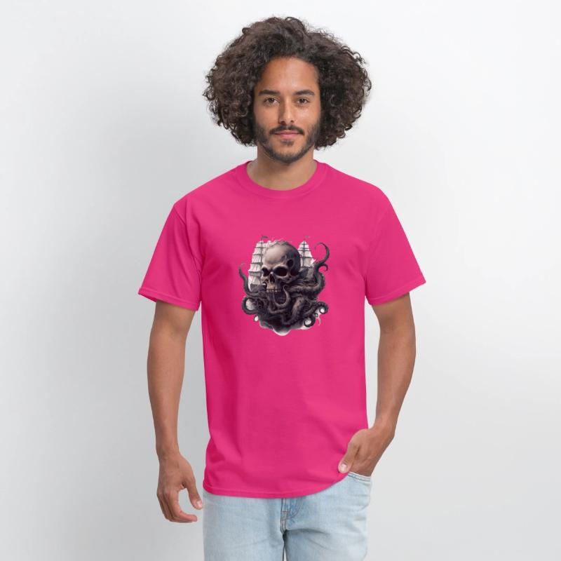 Giant squid kraken skull ship