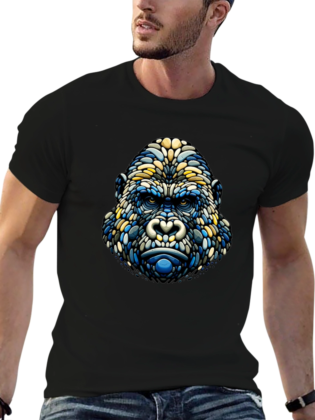 Abstract Gorilla Head Graphic Tee - Modern Style