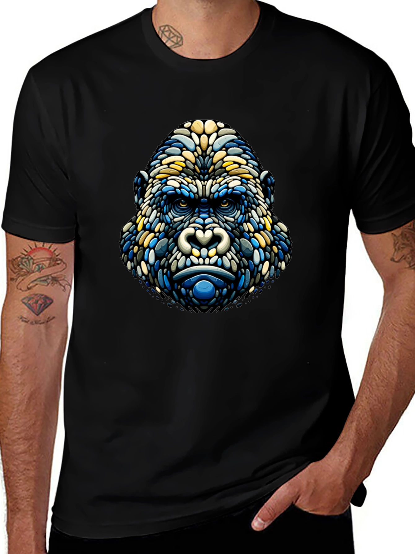 Abstract Gorilla Head Graphic Tee - Modern Style