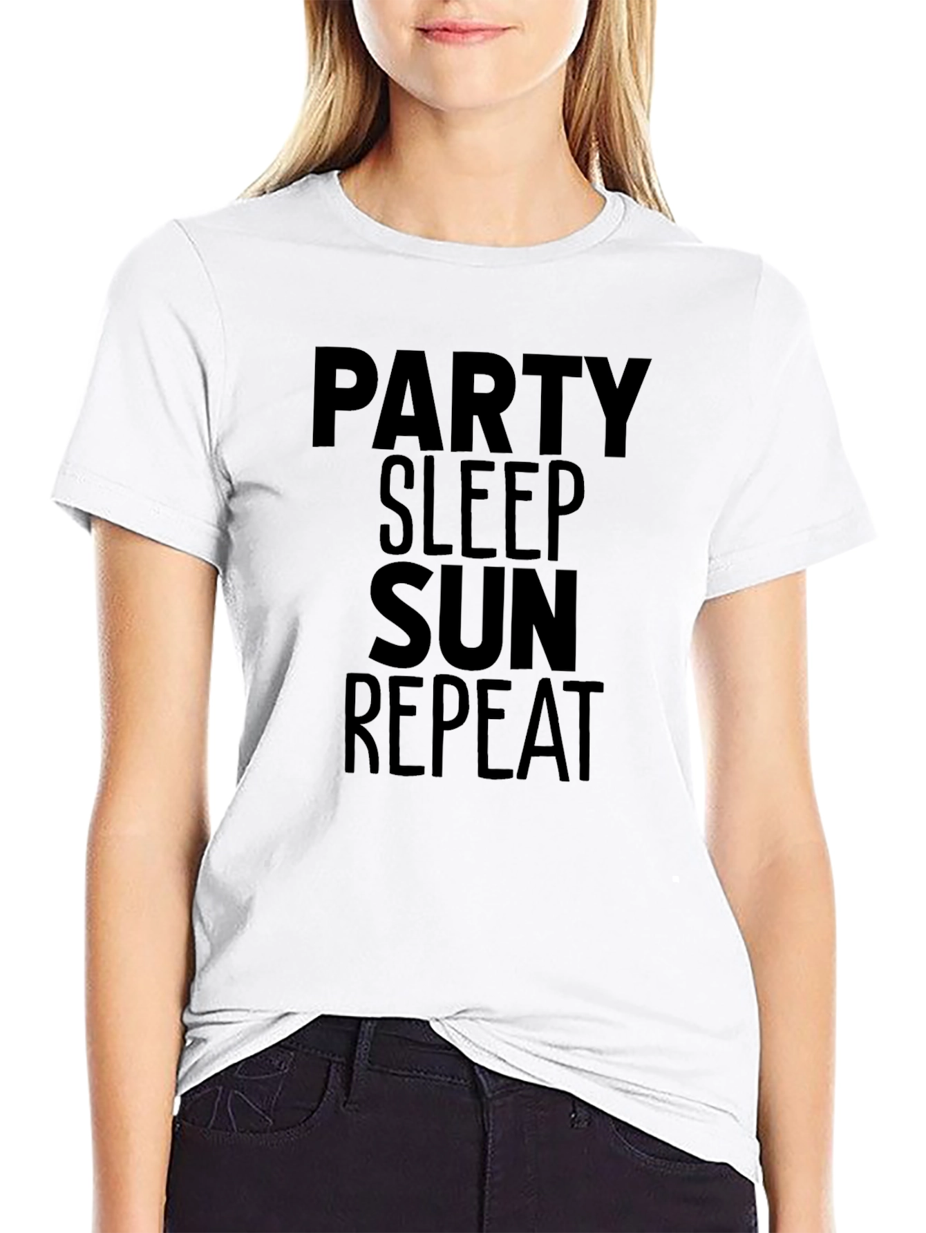 Party Sleep Sun Repeat Black Graphic Tee