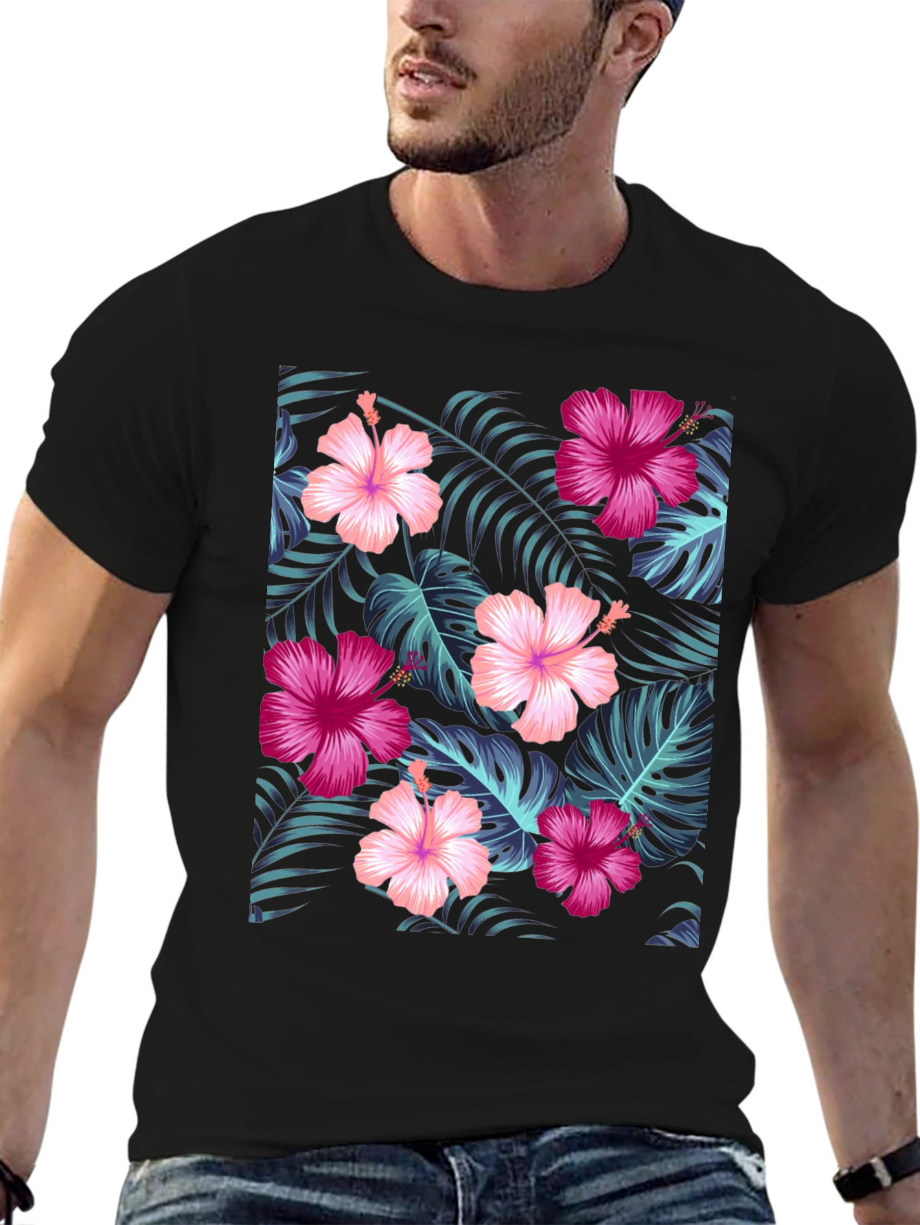 Tropical Hibiscus Floral Print Tee