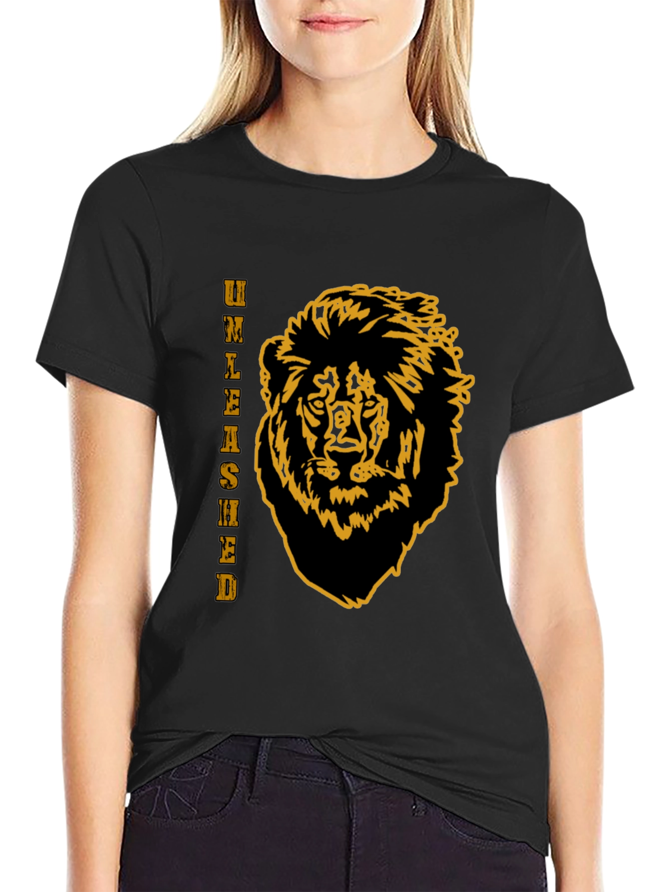 Unleashed Lion Graphic Tee - Black
