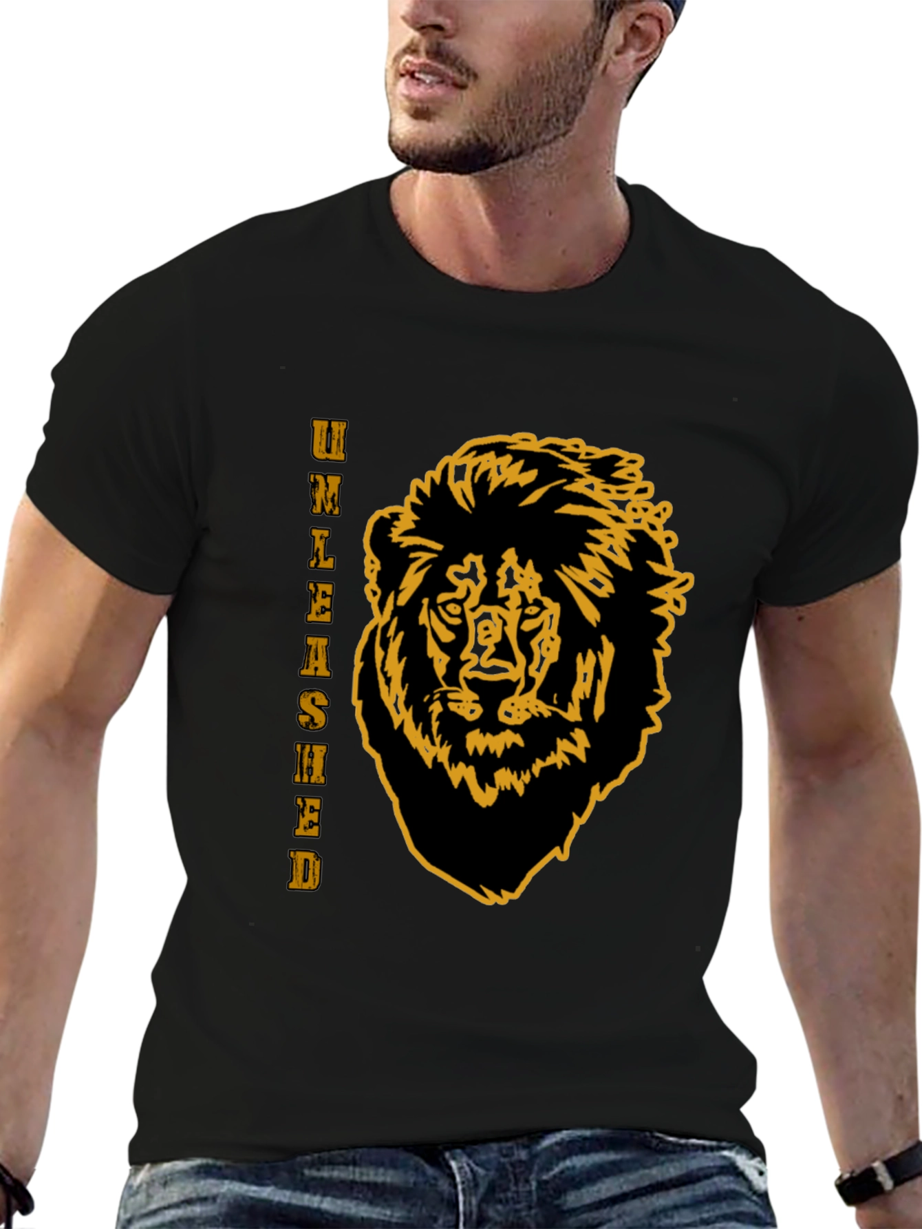 Unleashed Lion Graphic Tee - Black