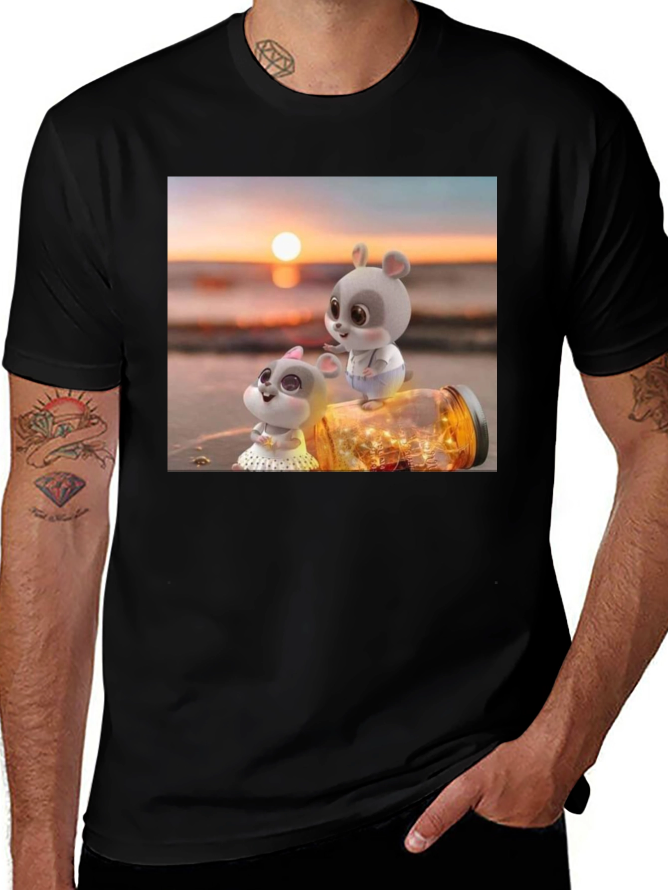 Cute Mice Sunset Graphic Tee