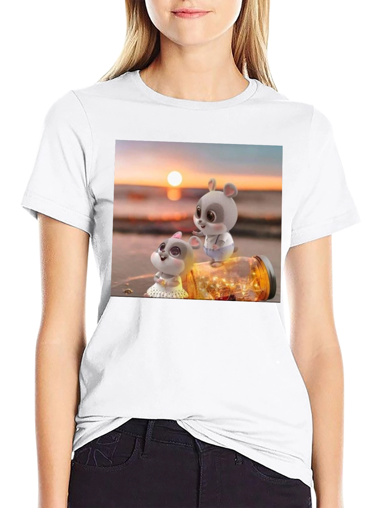 Cute Mice Sunset Graphic Tee