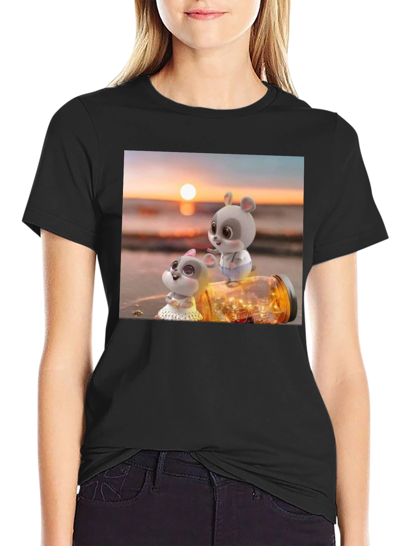 Cute Mice Sunset Graphic Tee